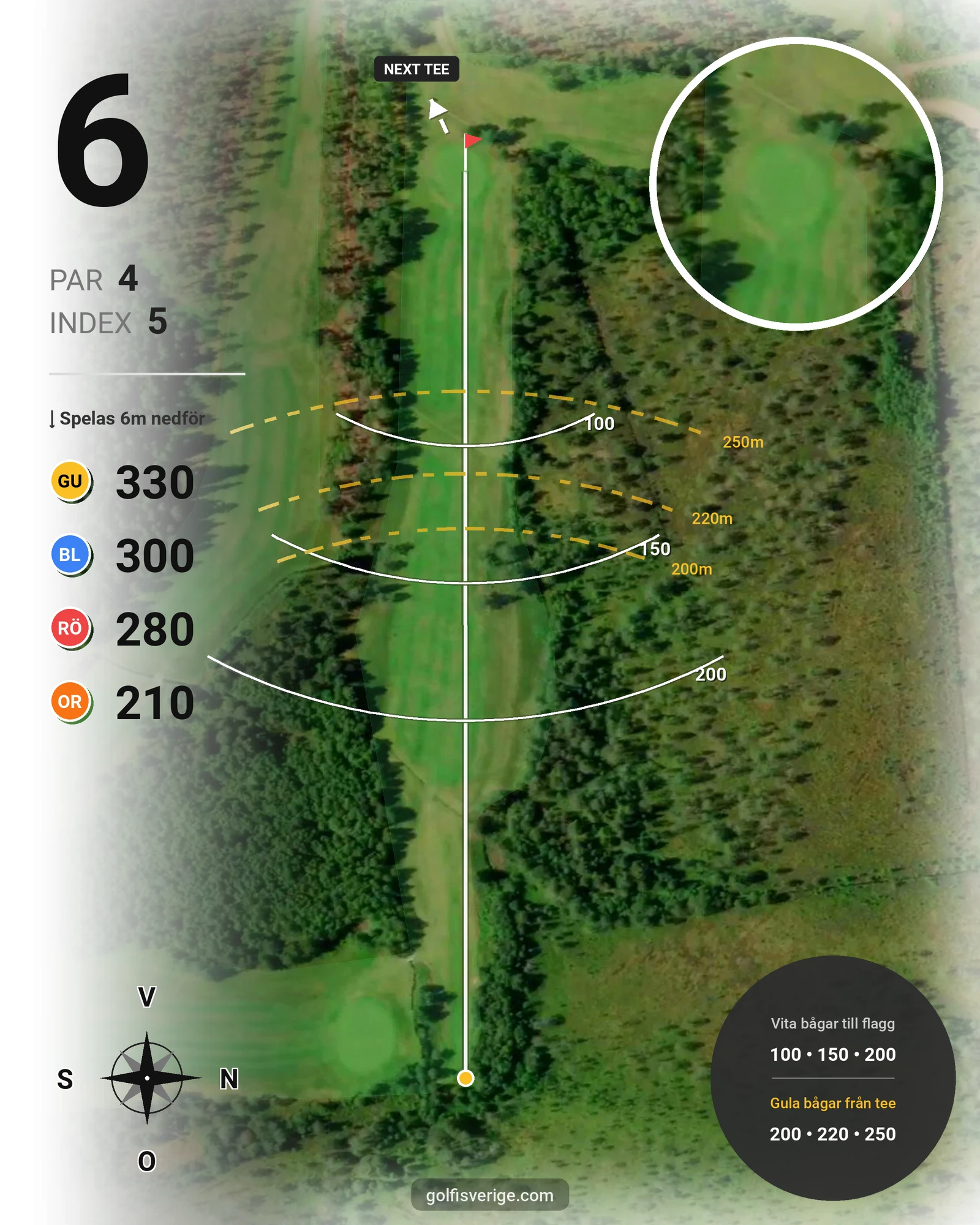 Banguide Sälenfjällens Golfklubb hål 6 karta