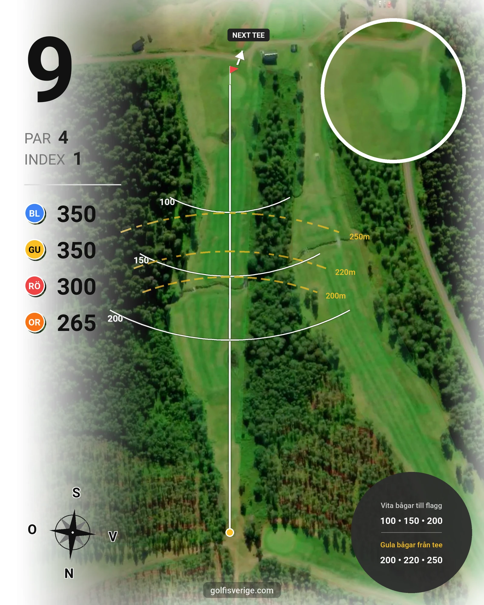 Banguide Sälenfjällens Golfklubb hål 9 karta
