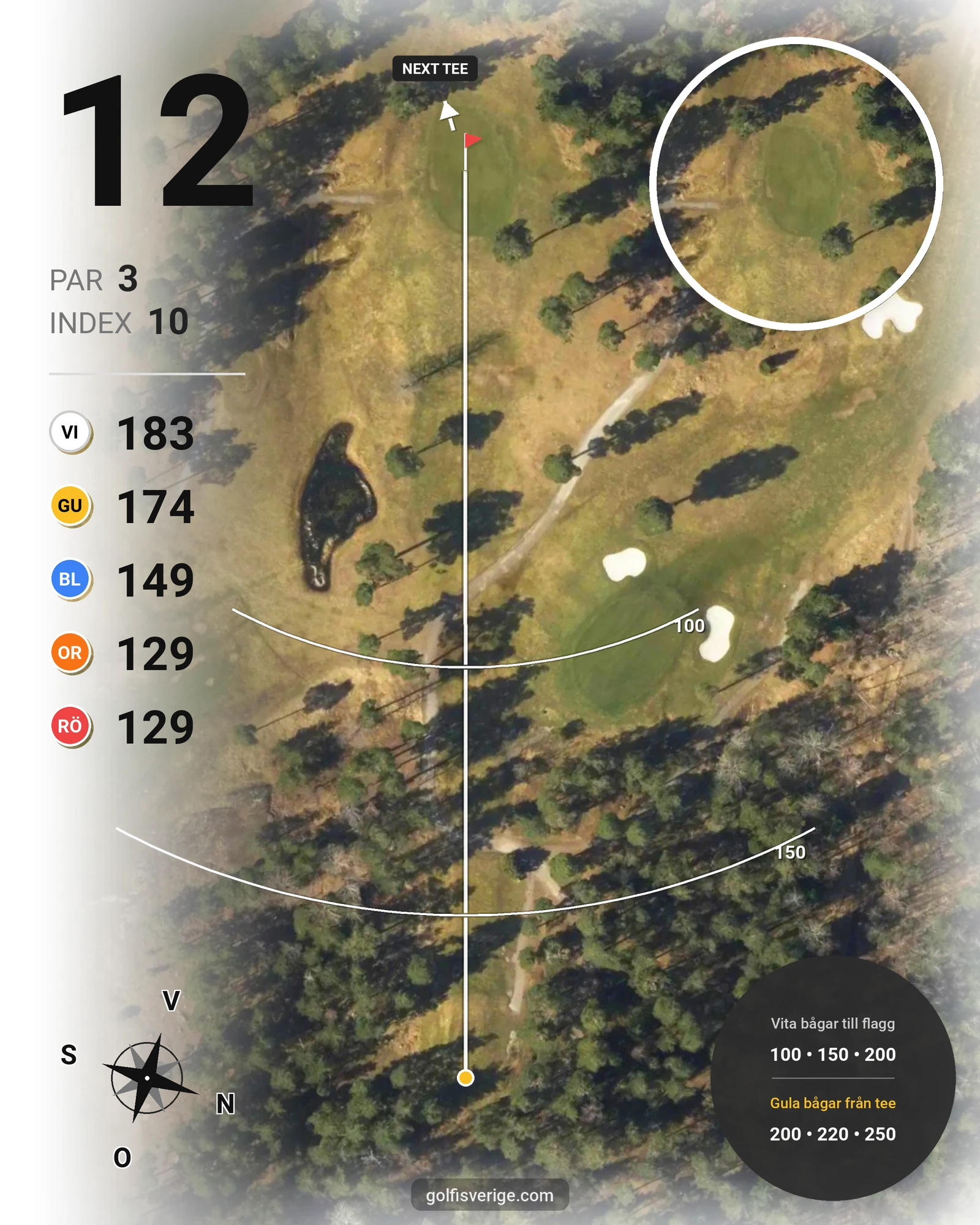 Banguide 18-hålsbanan hål 12 karta