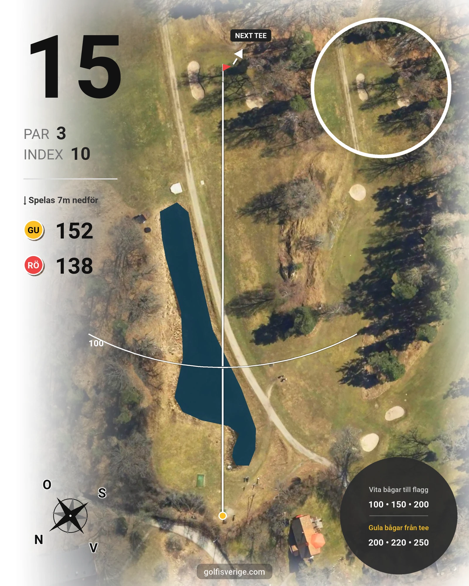 Banguide 9-hålsbanan hål 15 karta