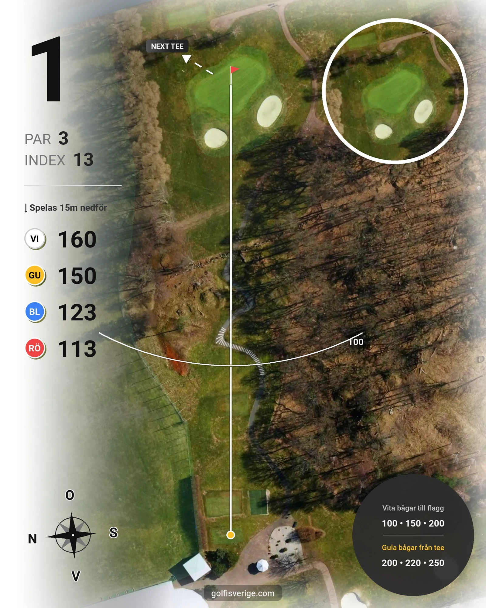 Banguide 18-hålsbanan par 72 på Sankt Jörgen Park Golf - Hål 1 karta