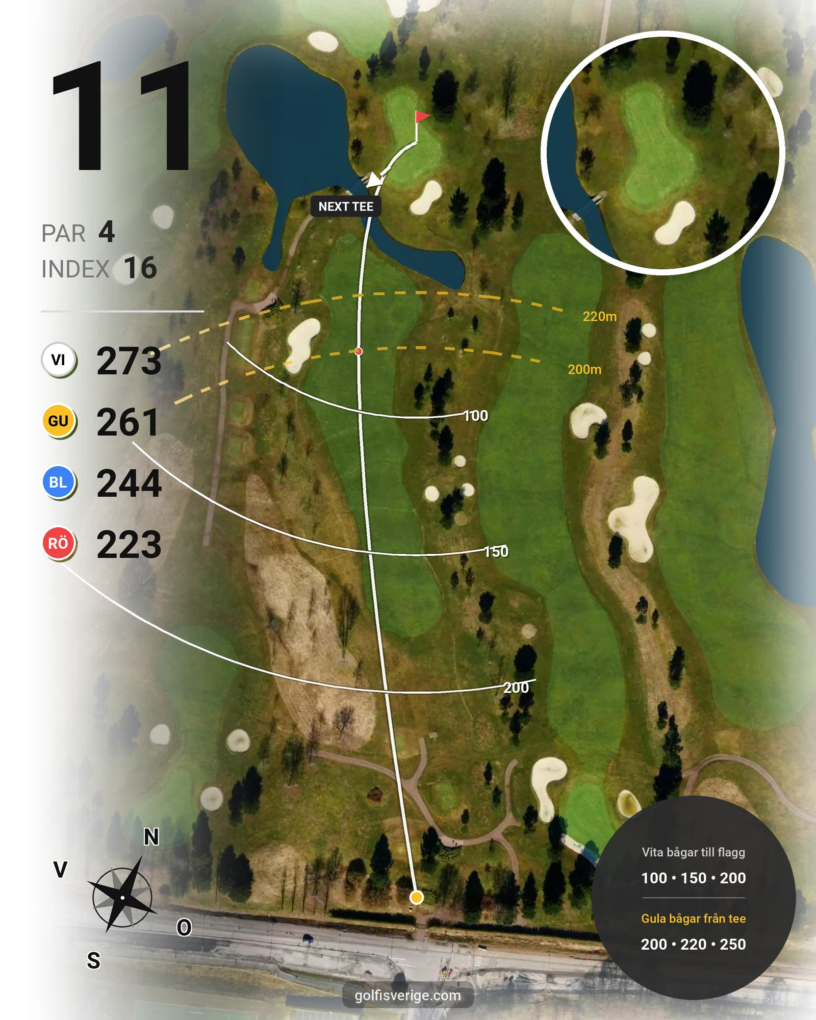 Banguide 18-hålsbanan par 72 på Sankt Jörgen Park Golf - Hål 11 karta