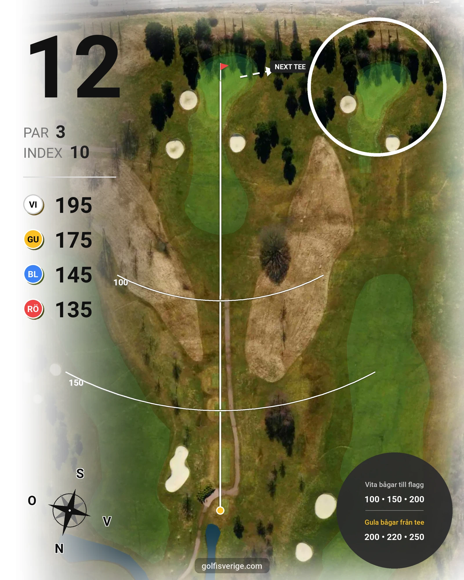 Banguide 18-hålsbanan par 72 på Sankt Jörgen Park Golf - Hål 12 karta