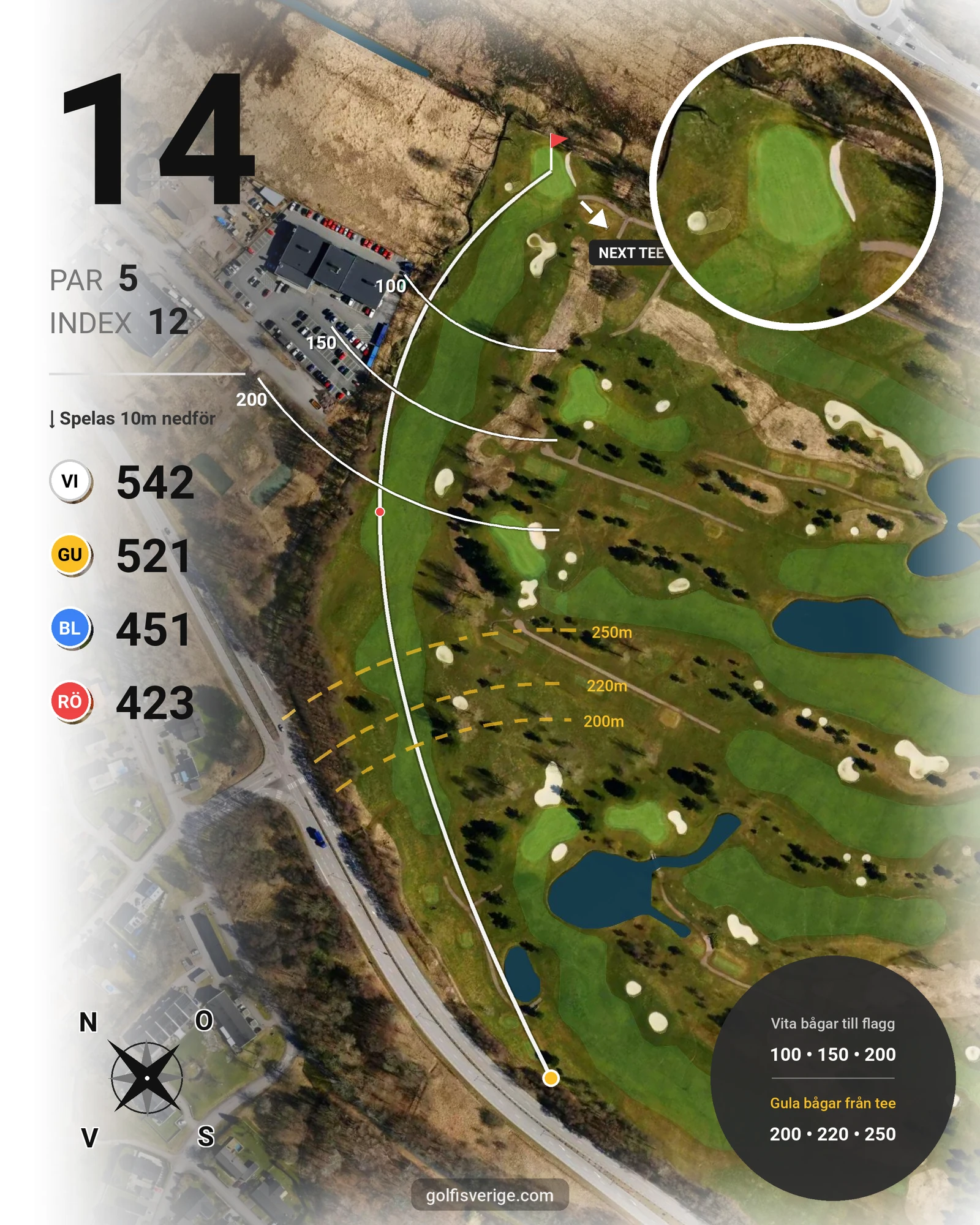 Banguide 18-hålsbanan par 72 på Sankt Jörgen Park Golf - Hål 14 karta