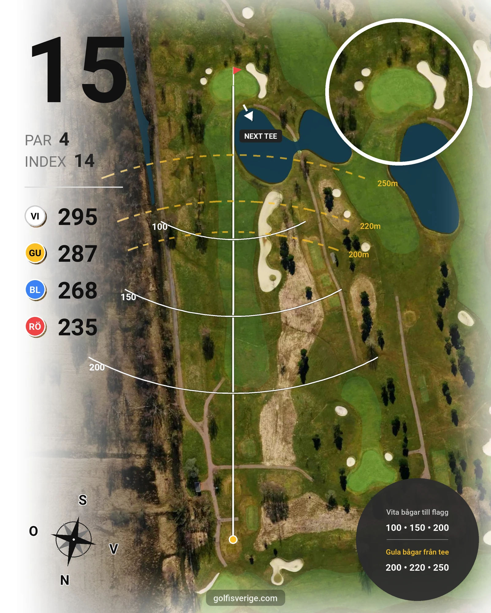 Banguide 18-hålsbanan par 72 på Sankt Jörgen Park Golf - Hål 15 karta