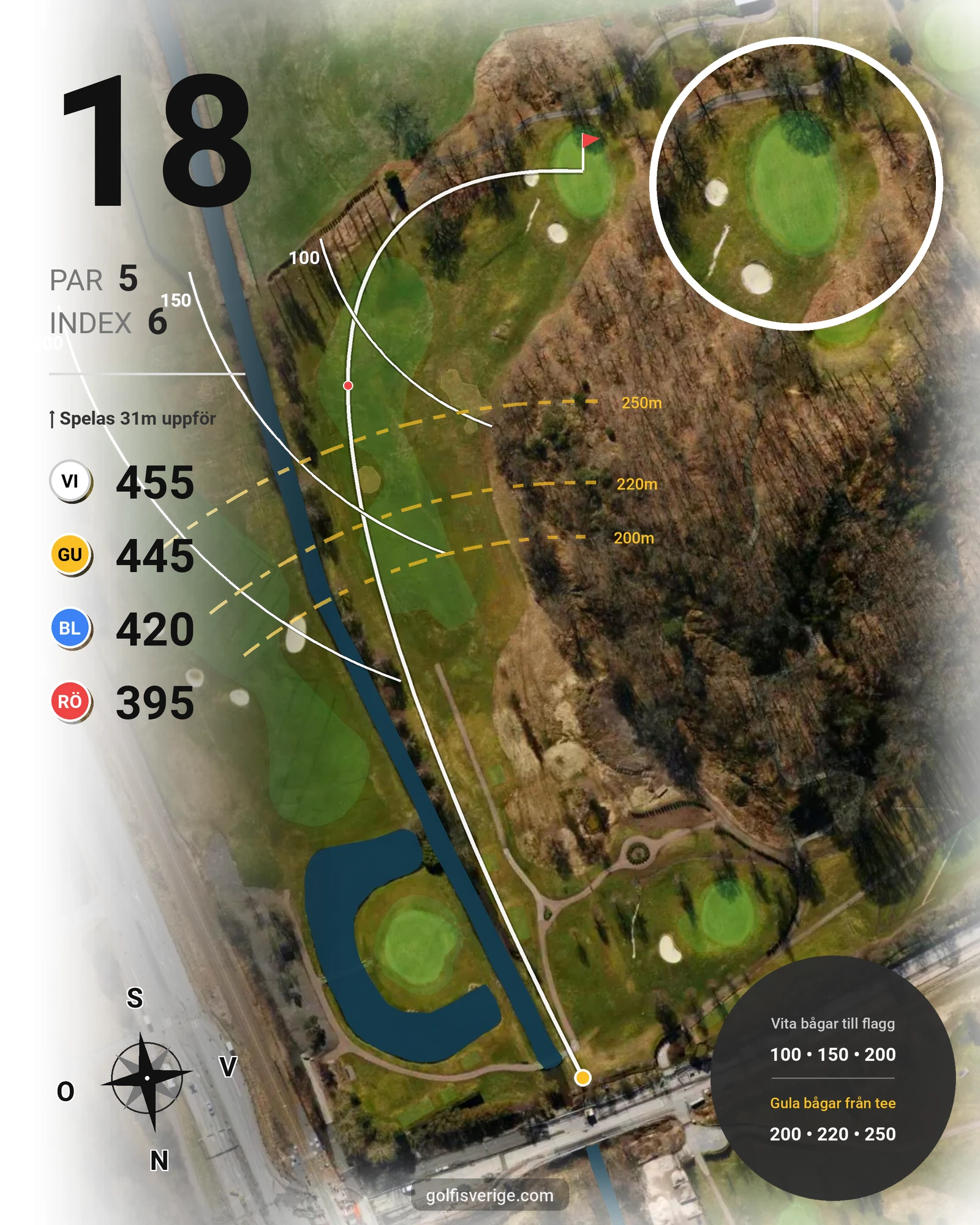 Banguide 18-hålsbanan par 72 på Sankt Jörgen Park Golf - Hål 18 karta