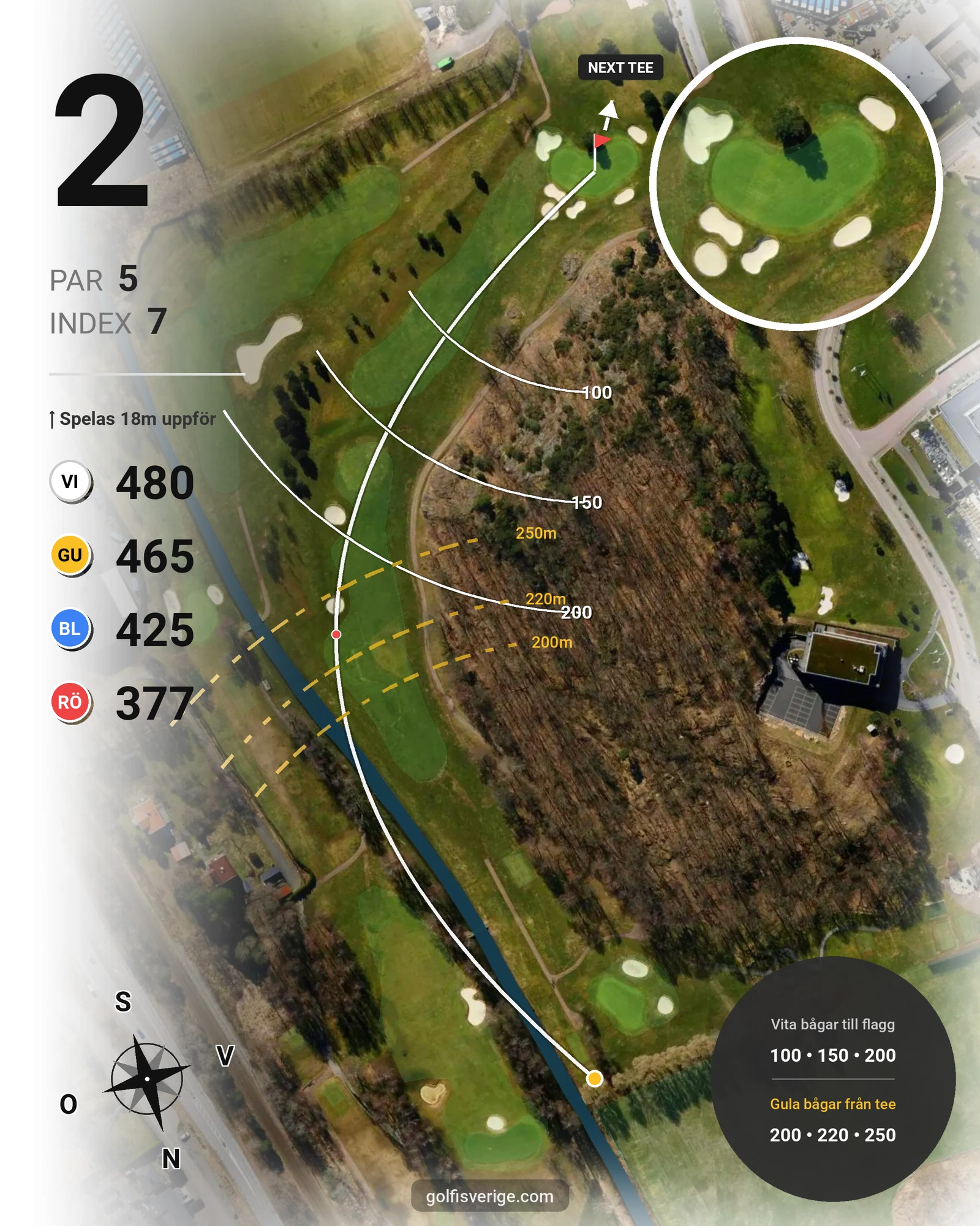 Banguide 18-hålsbanan par 72 på Sankt Jörgen Park Golf - Hål 2 karta