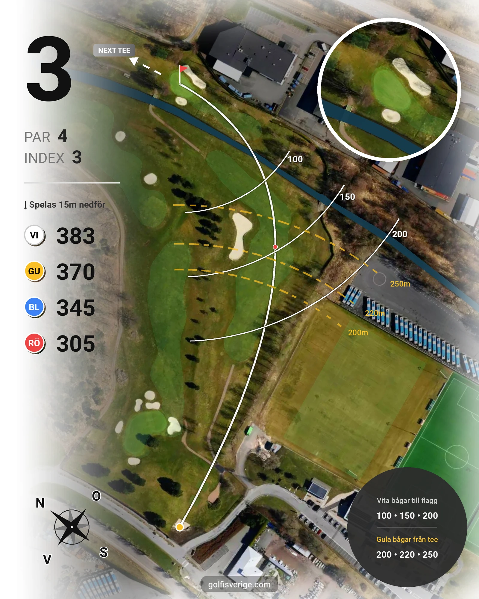 Banguide 18-hålsbanan par 72 på Sankt Jörgen Park Golf - Hål 3 karta