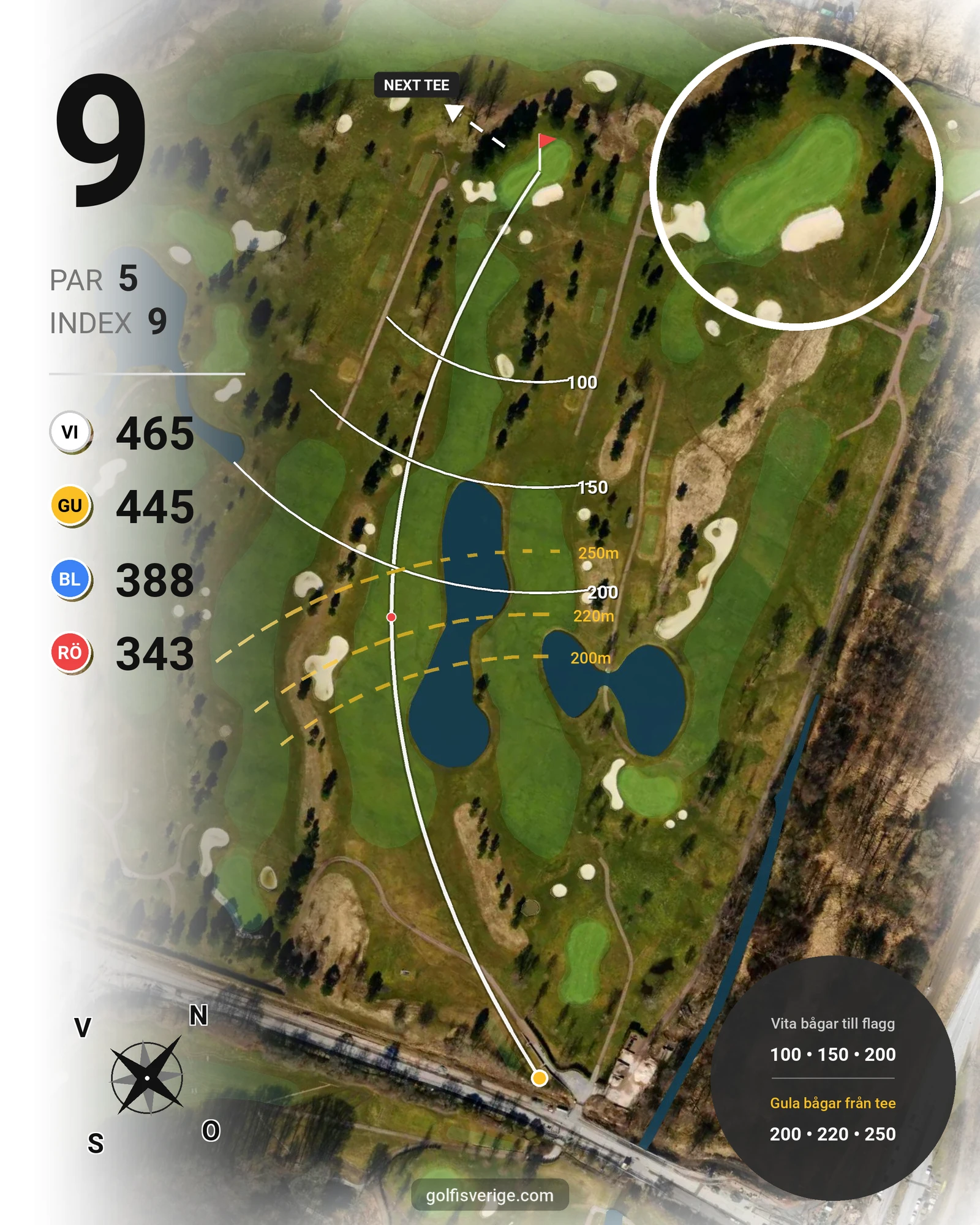 Banguide 18-hålsbanan par 72 på Sankt Jörgen Park Golf - Hål 9 karta