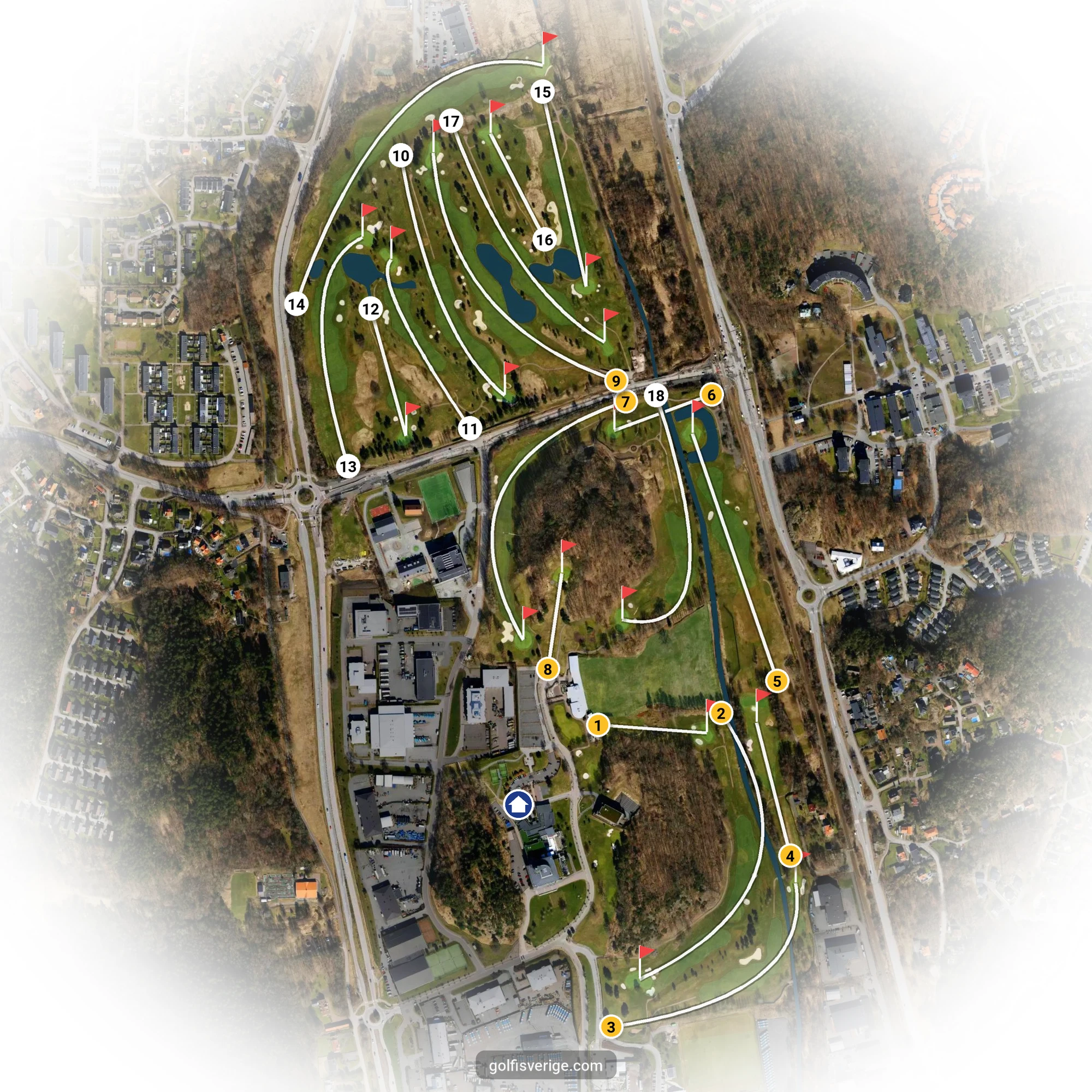 Banguide för 18-hålsbanan par 72 på Sankt Jörgen Park Golf