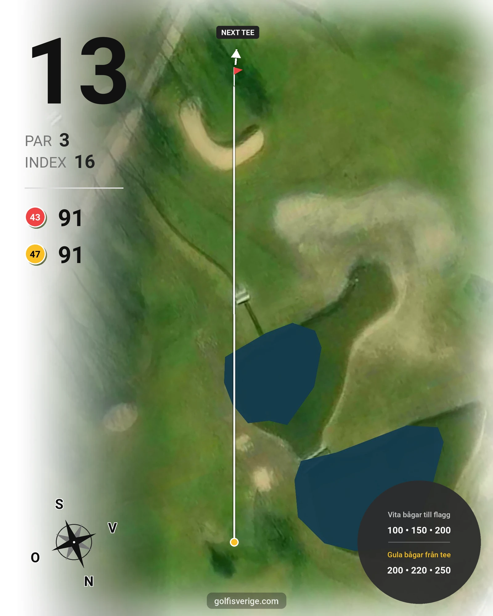Banguide Särö 62 på Särö Golf Club - Hål 13 karta