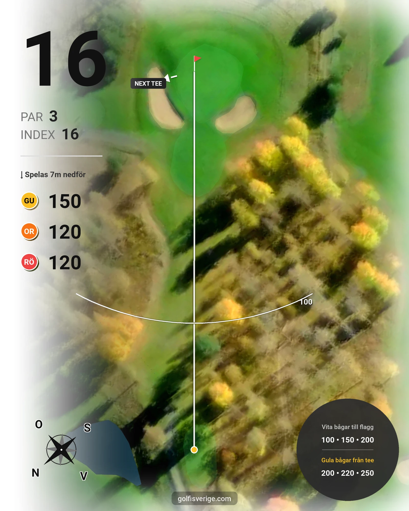 Banguide 18-hålsbanan hål 16 karta