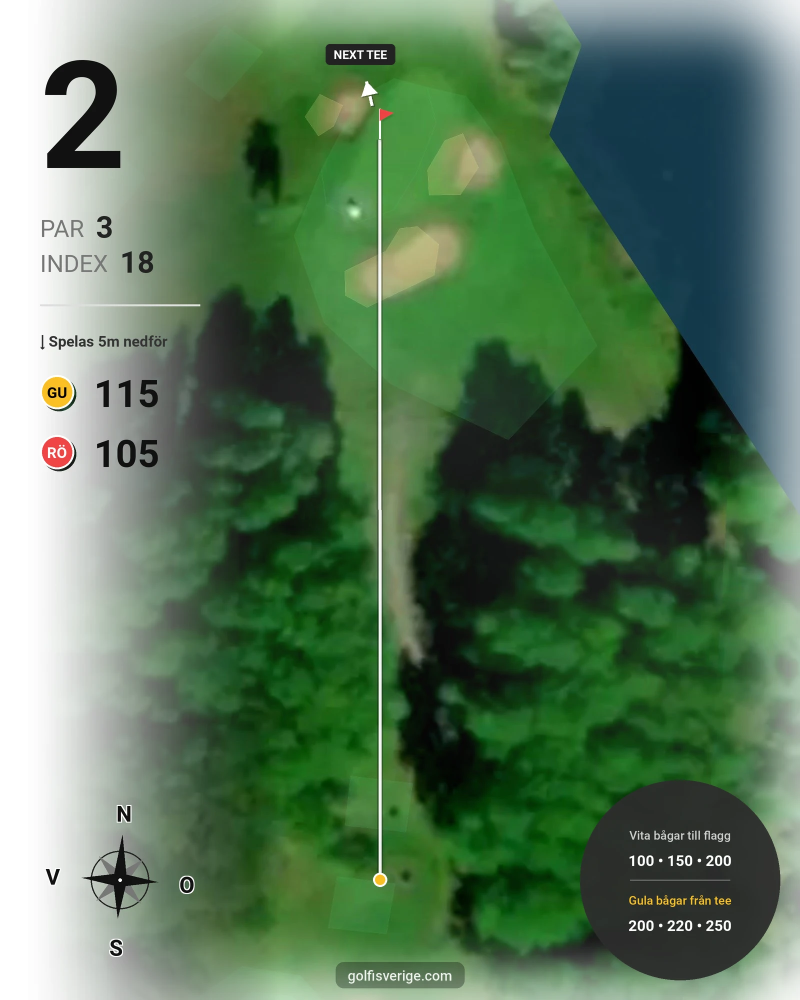 Banguide Saxå GK på Saxå Golfklubb - Hål 2 karta