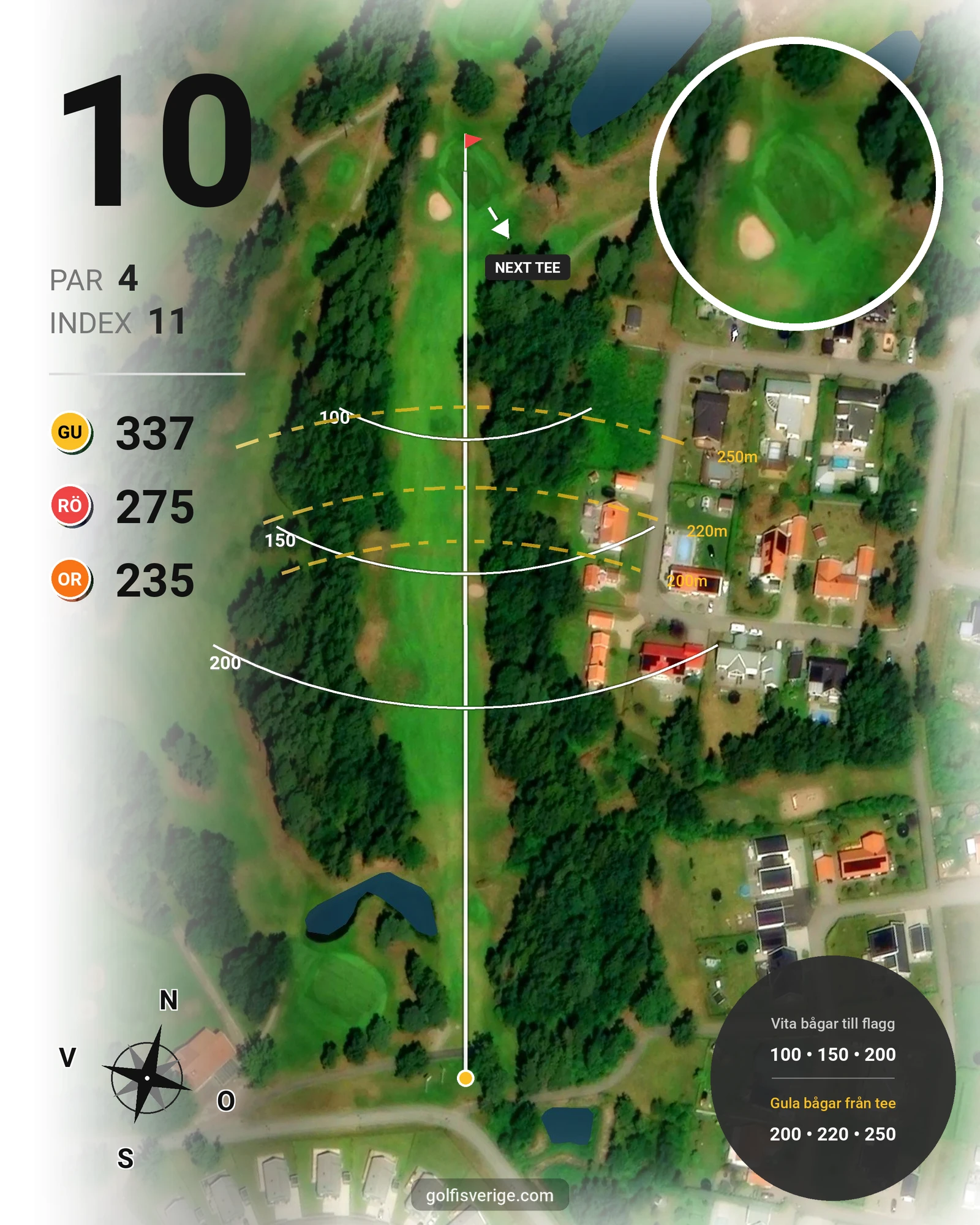 Banguide Saxnäs Golfbana på Saxnäs Golfklubb - Hål 10 karta