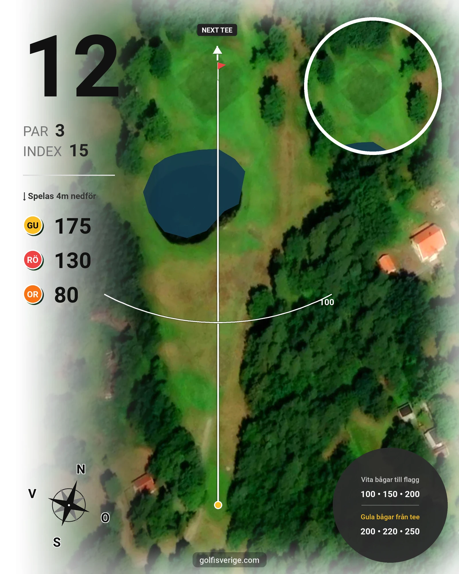 Banguide Saxnäs Golfbana på Saxnäs Golfklubb - Hål 12 karta