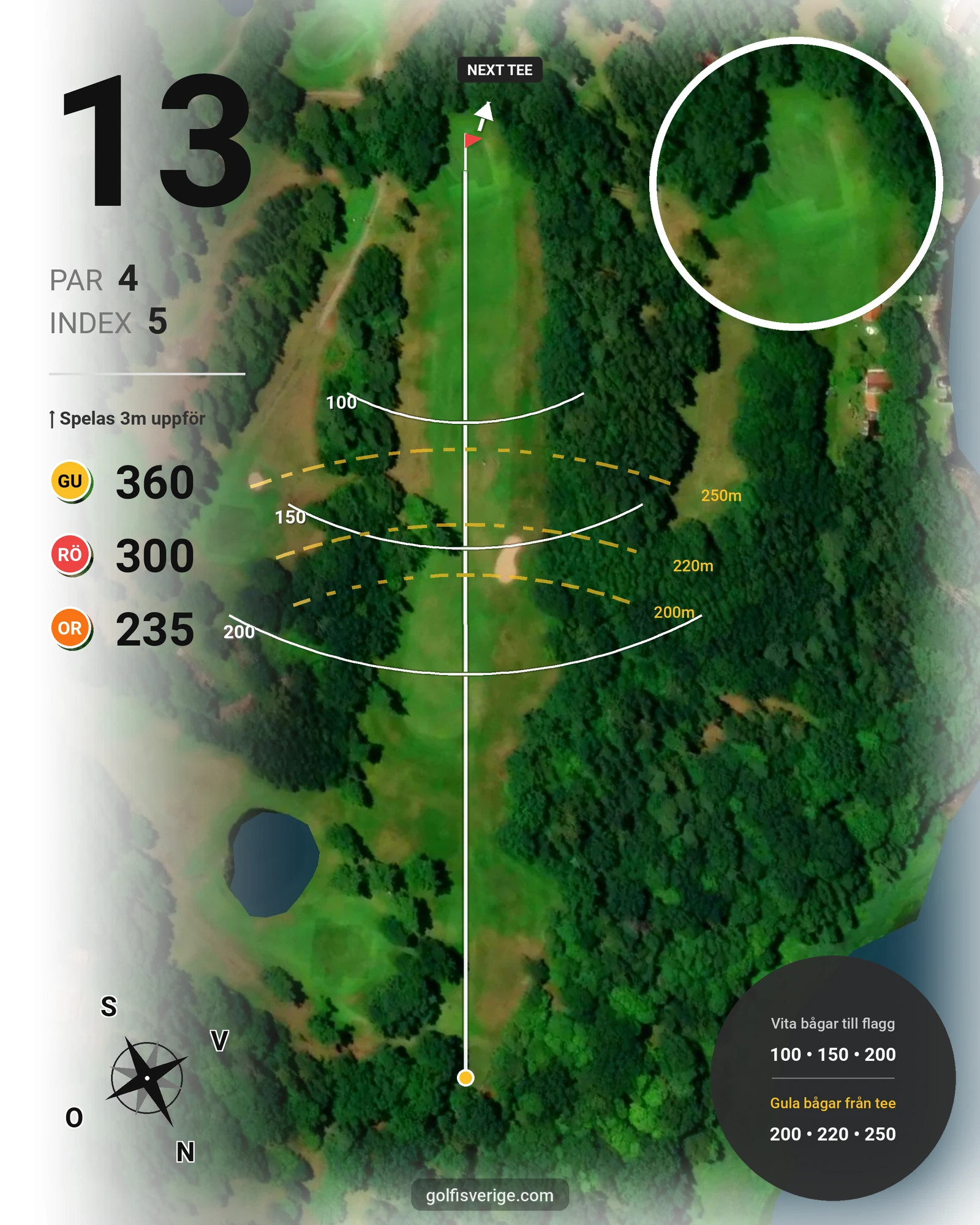 Banguide Saxnäs Golfbana på Saxnäs Golfklubb - Hål 13 karta