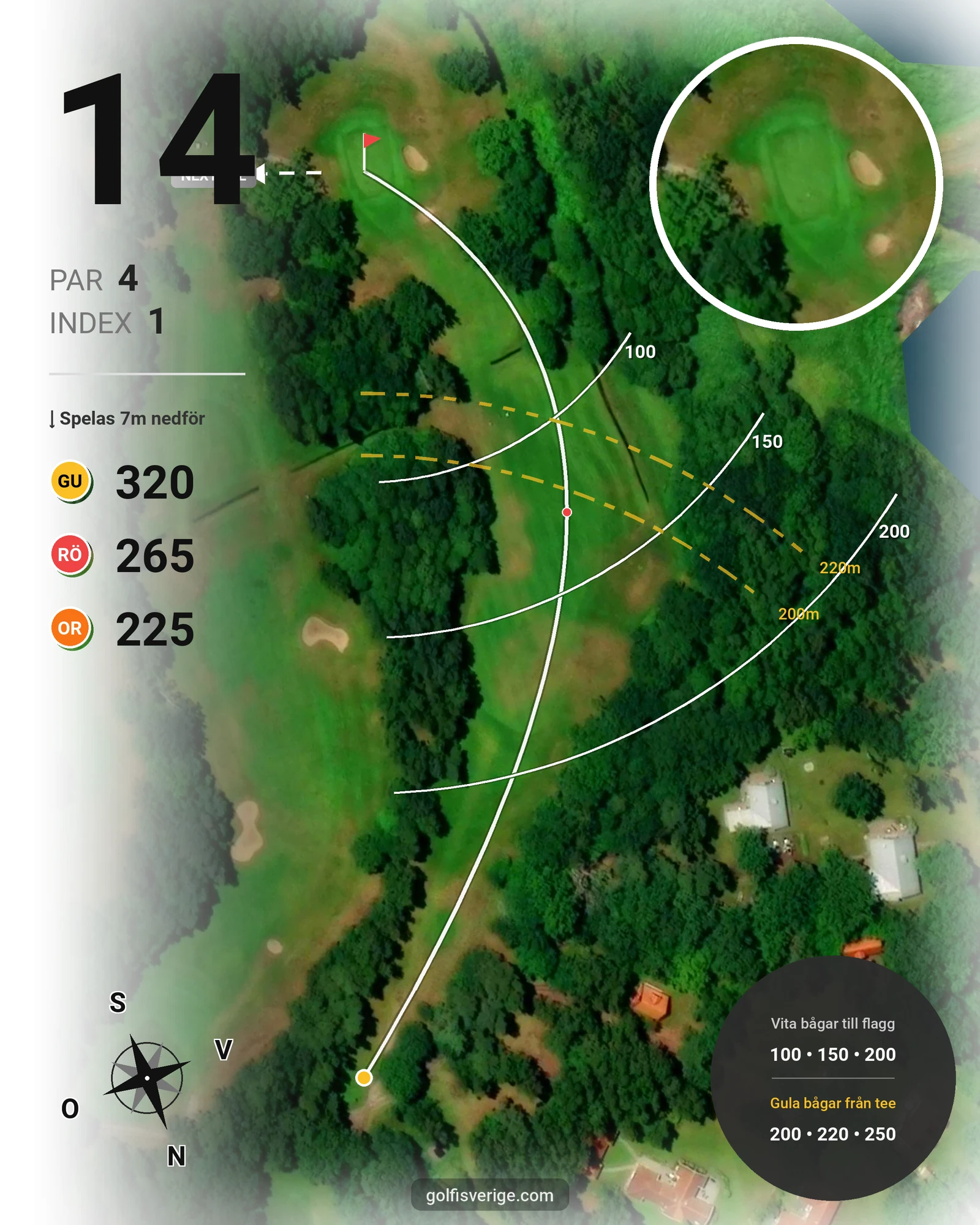 Banguide Saxnäs Golfbana på Saxnäs Golfklubb - Hål 14 karta