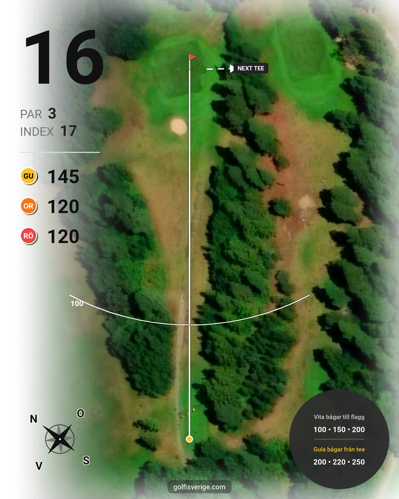 Banguide Saxnäs Golfbana på Saxnäs Golfklubb - Hål 16 karta