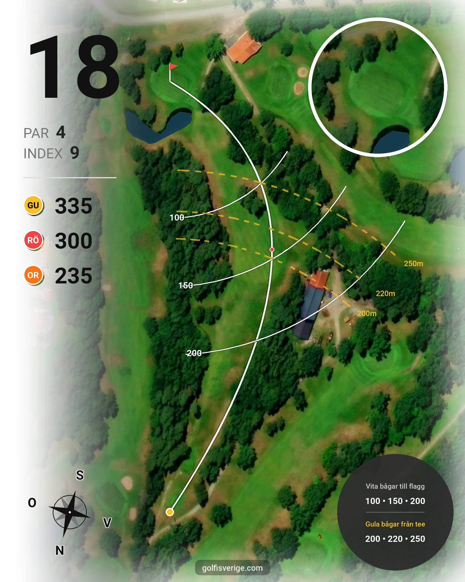Banguide Saxnäs Golfbana på Saxnäs Golfklubb - Hål 18 karta