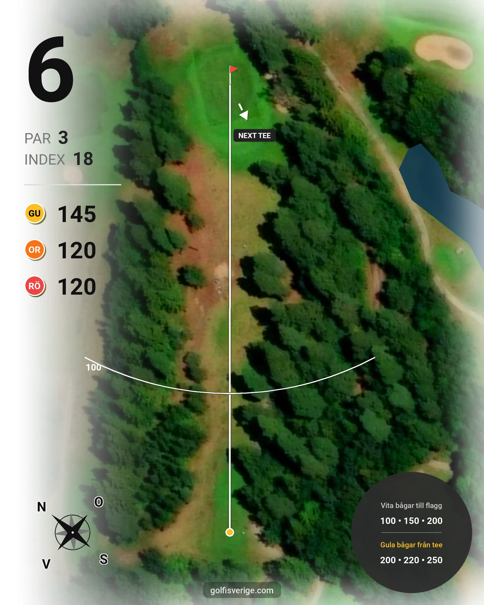 Banguide Saxnäs Golfbana på Saxnäs Golfklubb - Hål 6 karta