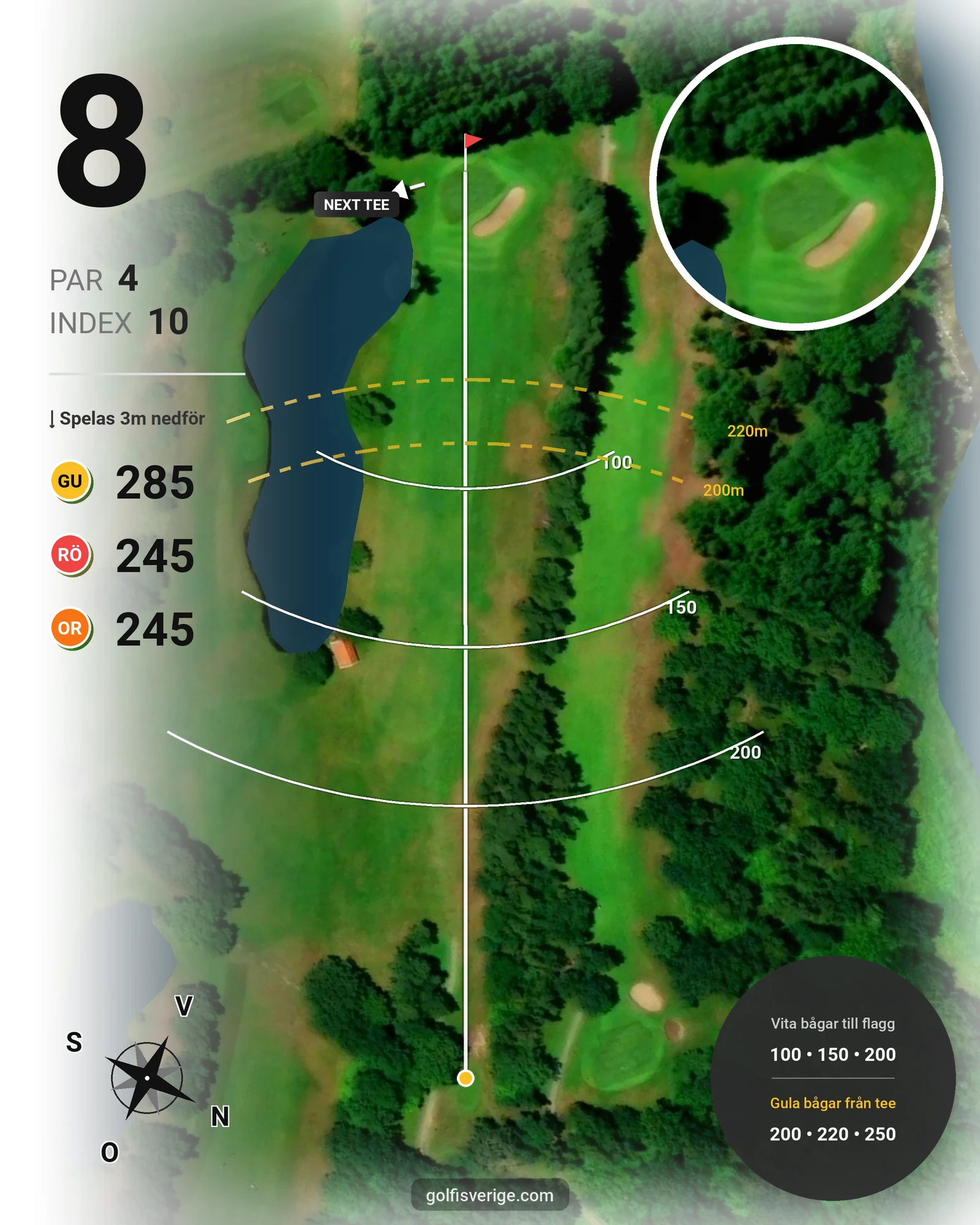 Banguide Saxnäs Golfbana på Saxnäs Golfklubb - Hål 8 karta