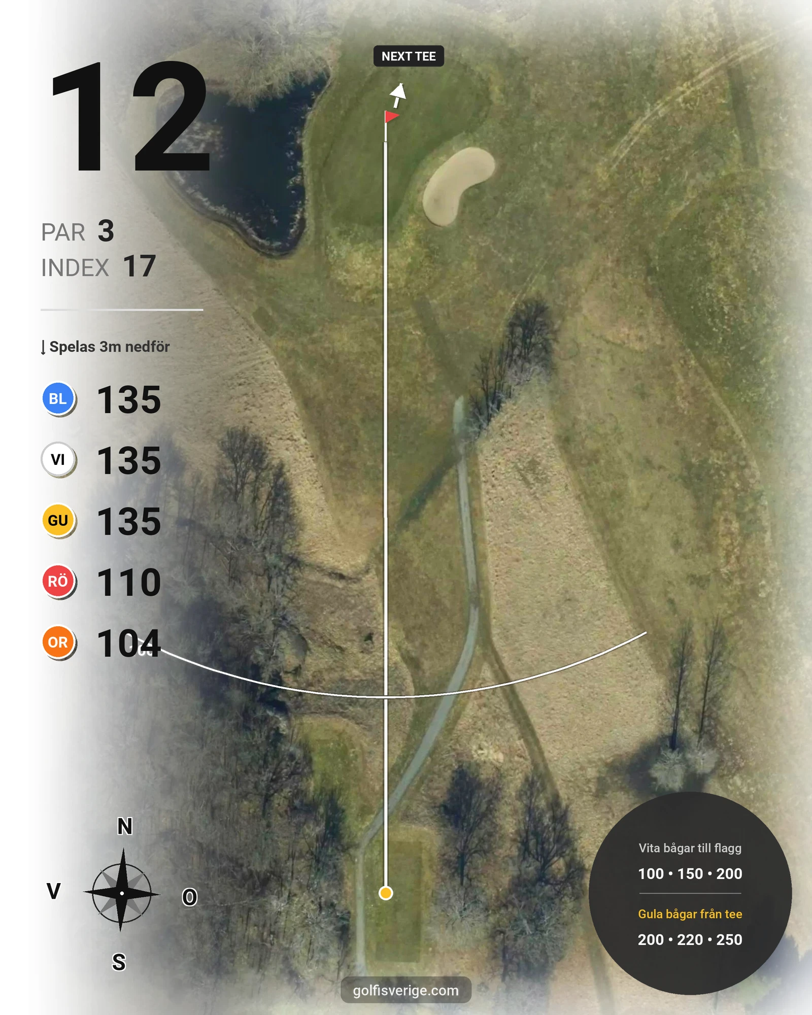 Banguide SiGK 18-hålsbanan hål 12 karta