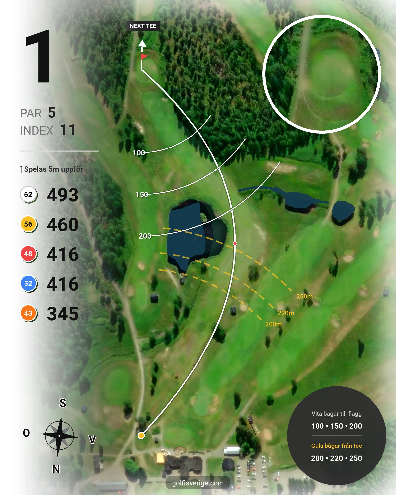 Banguide Skellefteå GK 9 hål på Skellefteå Golfklubb - Hål 1 karta