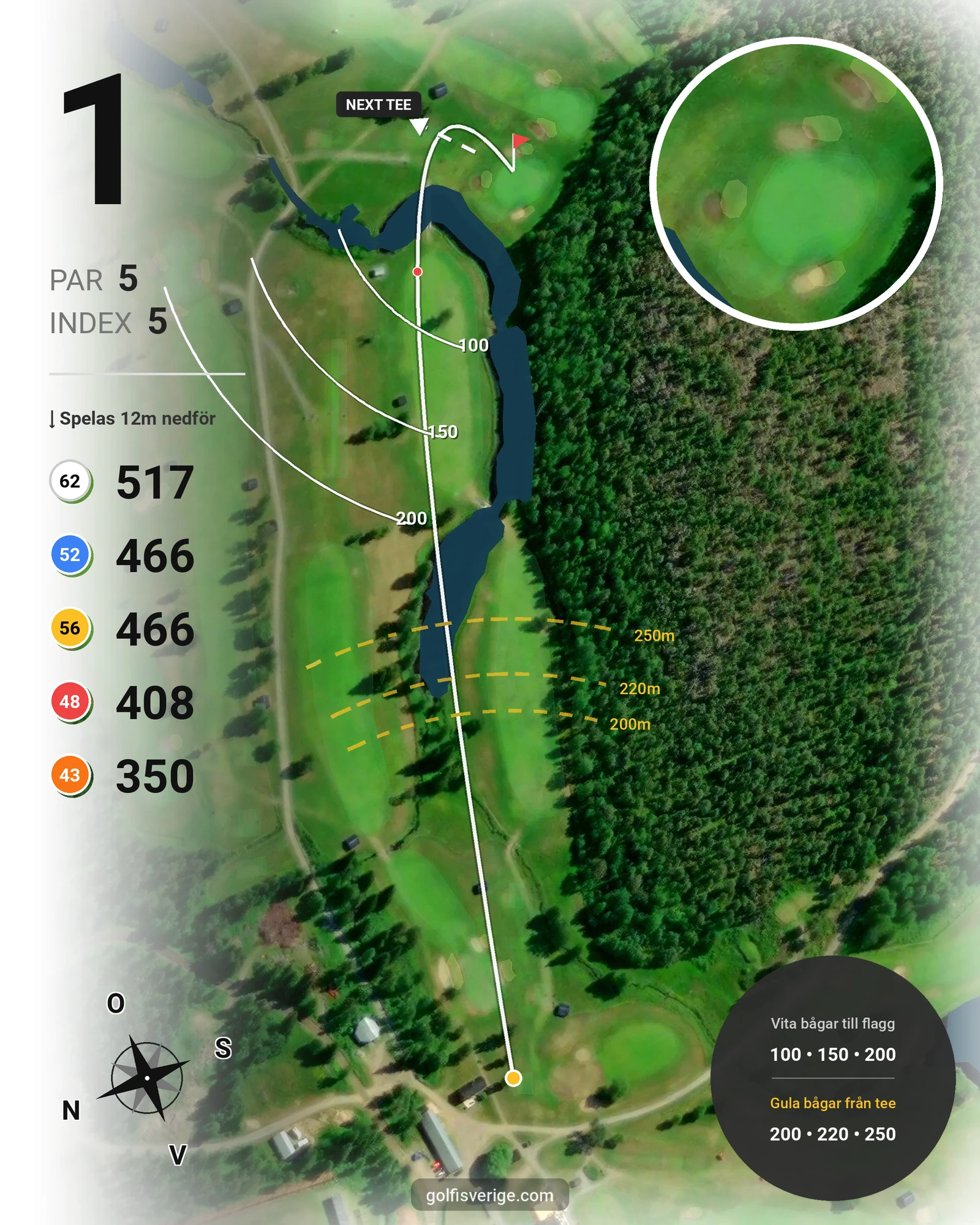 Banguide Skellefteå GK 9 hål på Skellefteå Golfklubb - Hål 1 karta