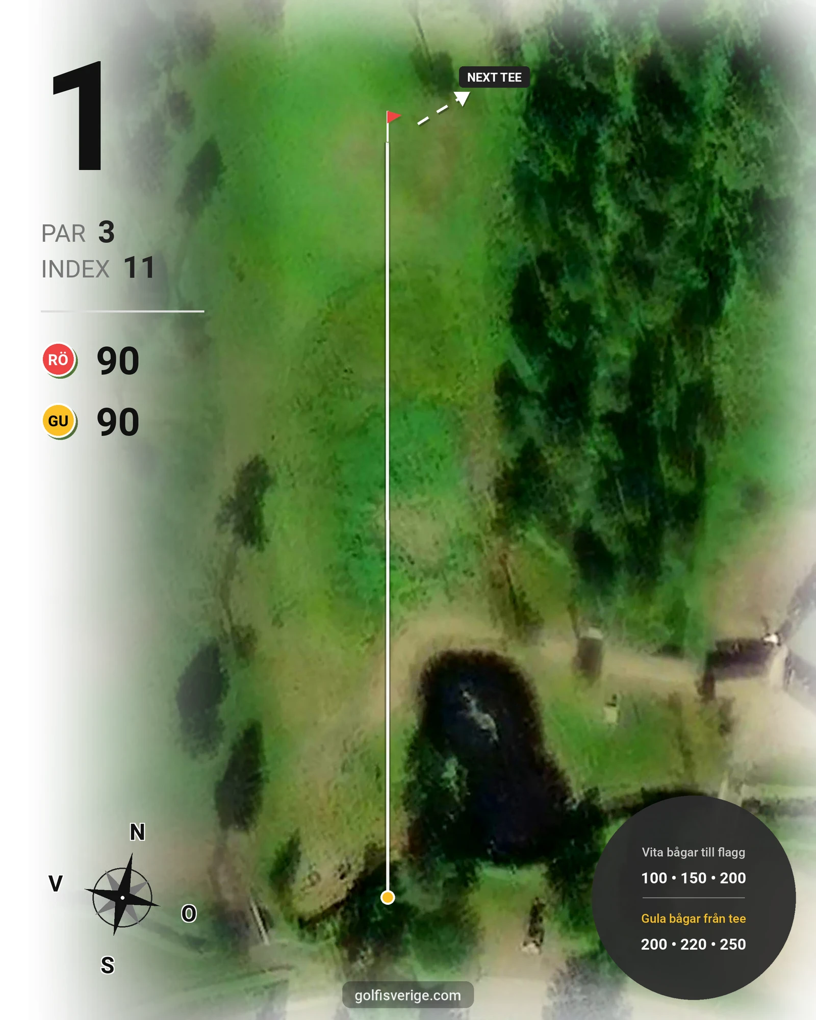 Banguide Skellefteå GK Pay& Play på Skellefteå Golfklubb - Hål 1 karta