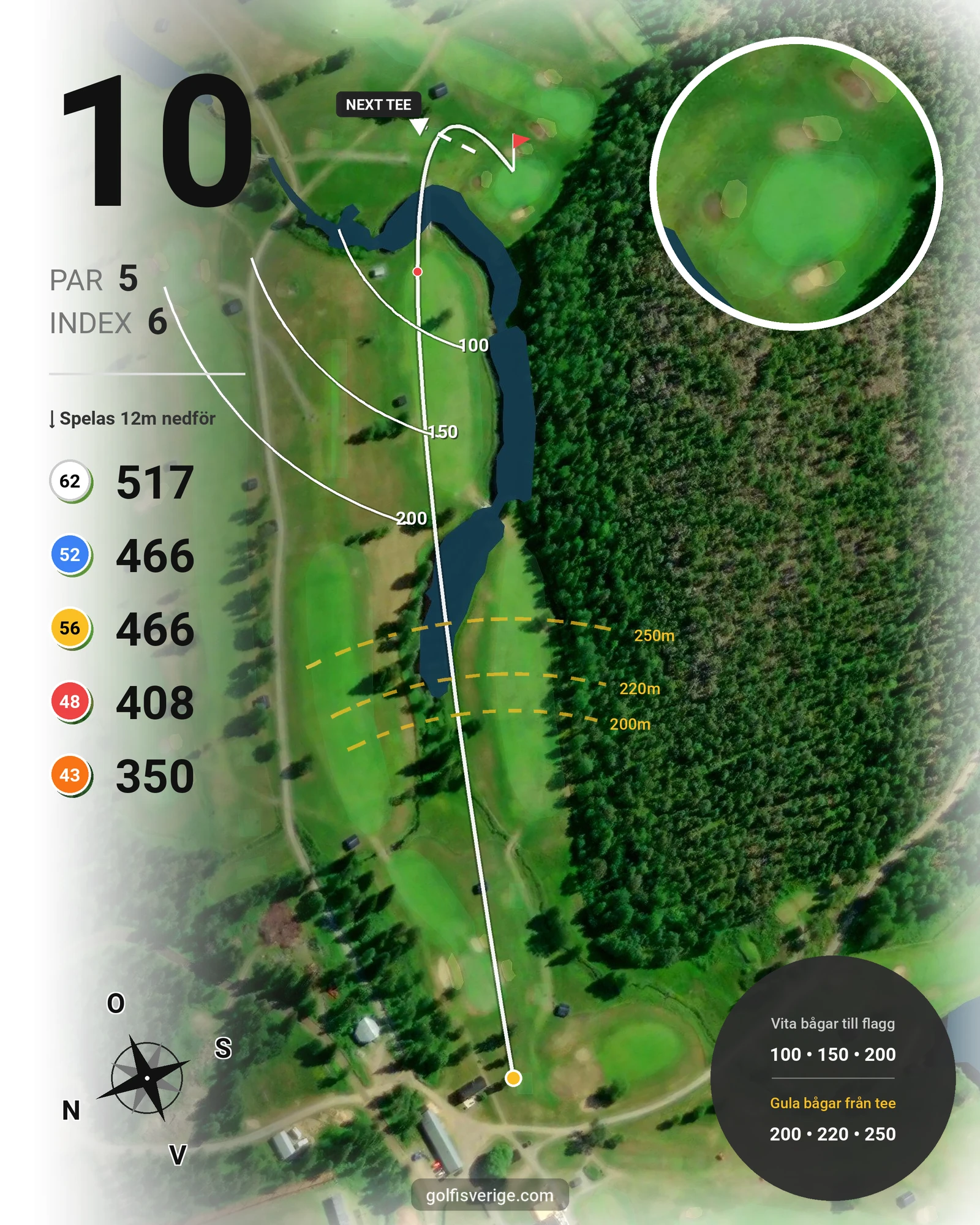 Banguide Skellefteå GK 9 hål på Skellefteå Golfklubb - Hål 10 karta
