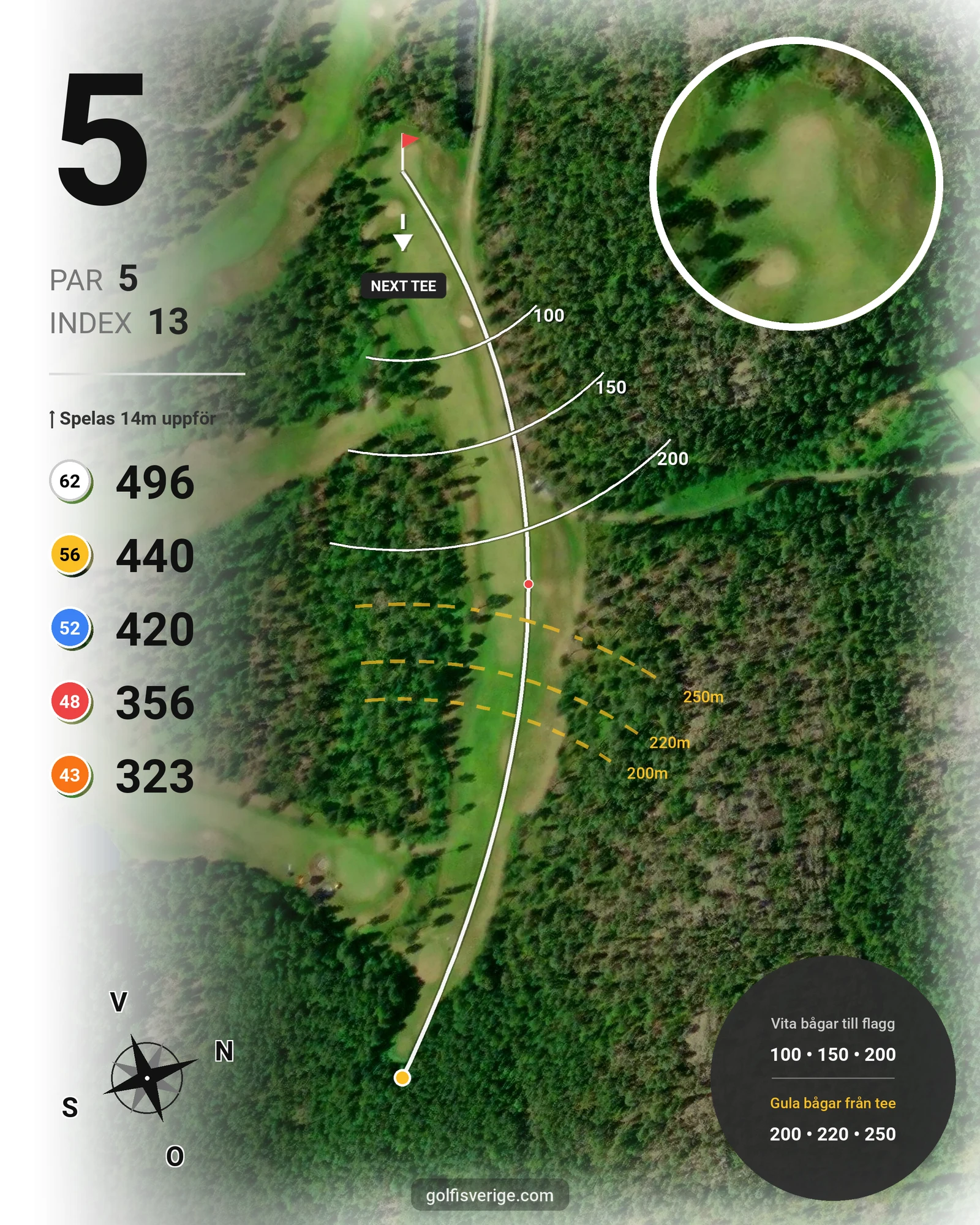 Banguide Skellefteå GK 9 hål på Skellefteå Golfklubb - Hål 5 karta
