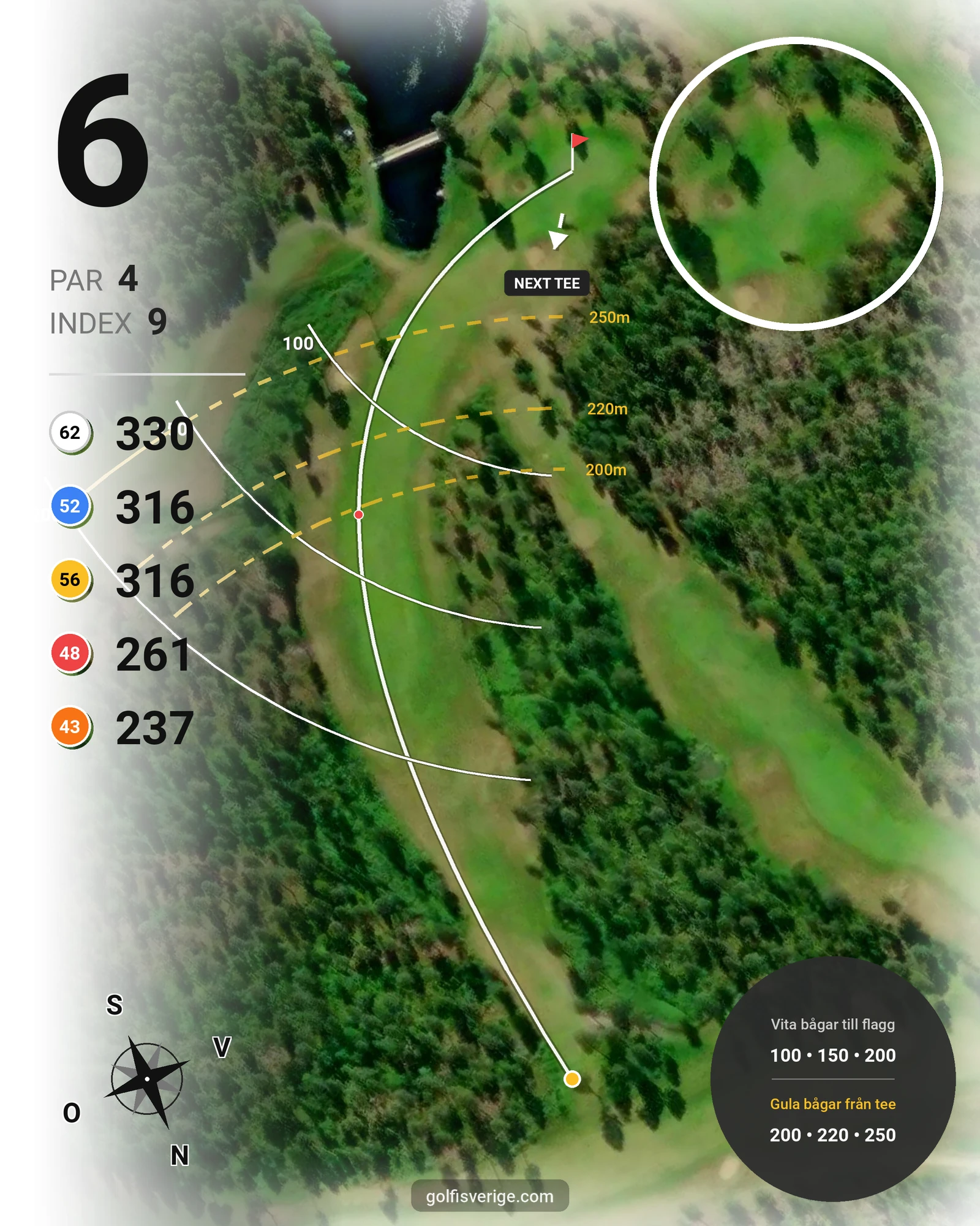 Banguide Skellefteå GK 9 hål på Skellefteå Golfklubb - Hål 6 karta