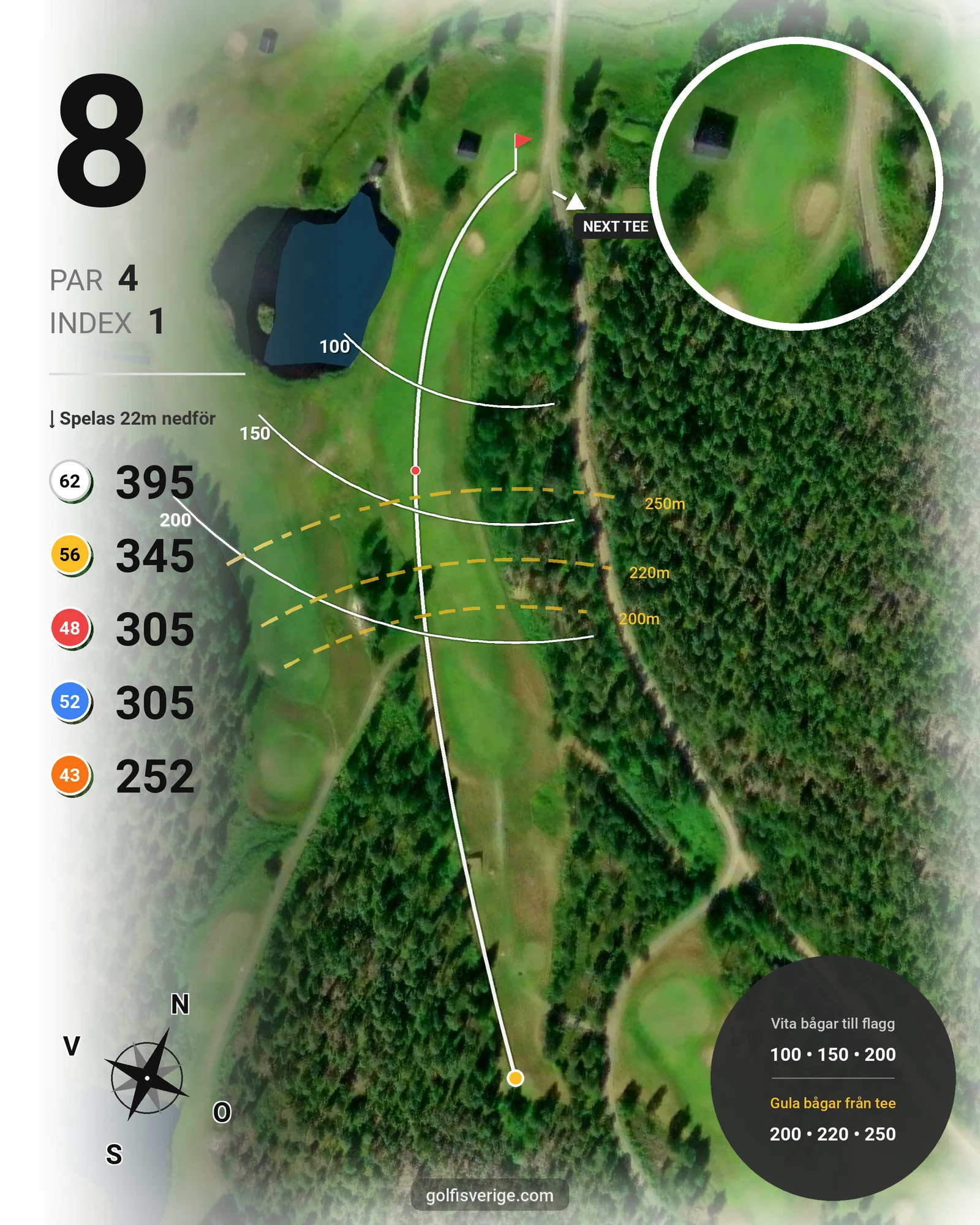 Banguide Skellefteå GK 9 hål på Skellefteå Golfklubb - Hål 8 karta