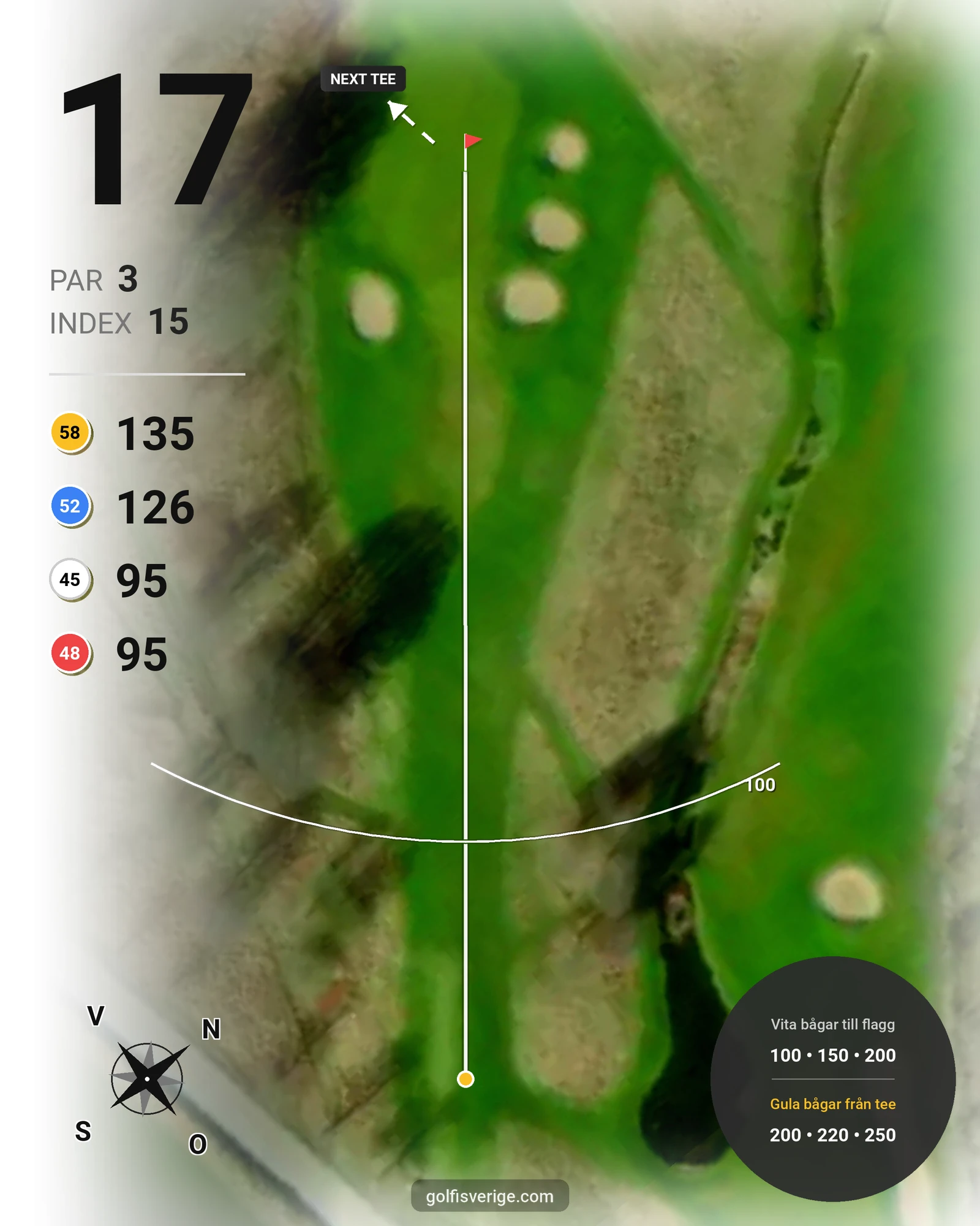 Banguide Ordinarie bana på Skepparslövs Golfklubb - Hål 17 karta