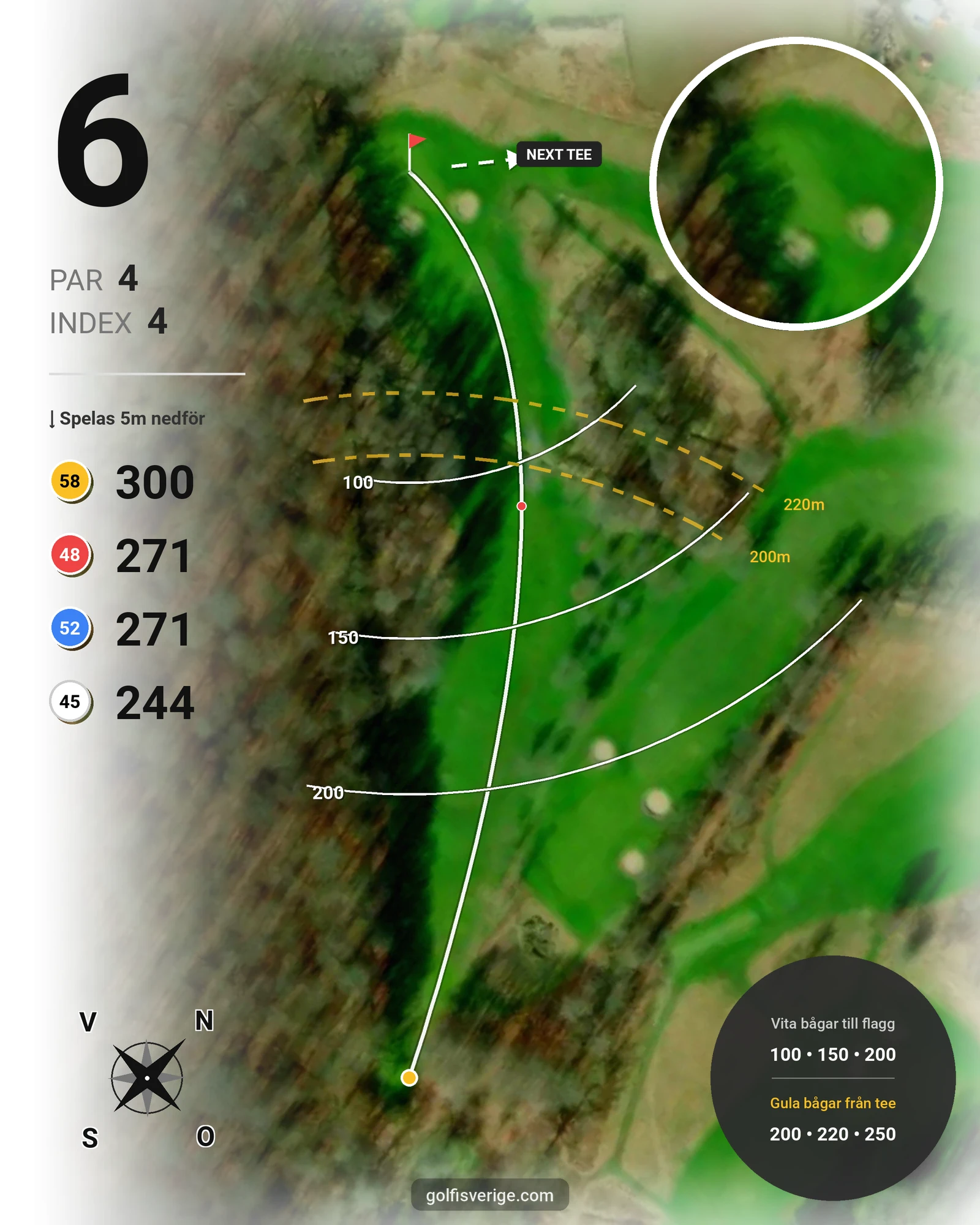 Banguide Ordinarie bana på Skepparslövs Golfklubb - Hål 6 karta
