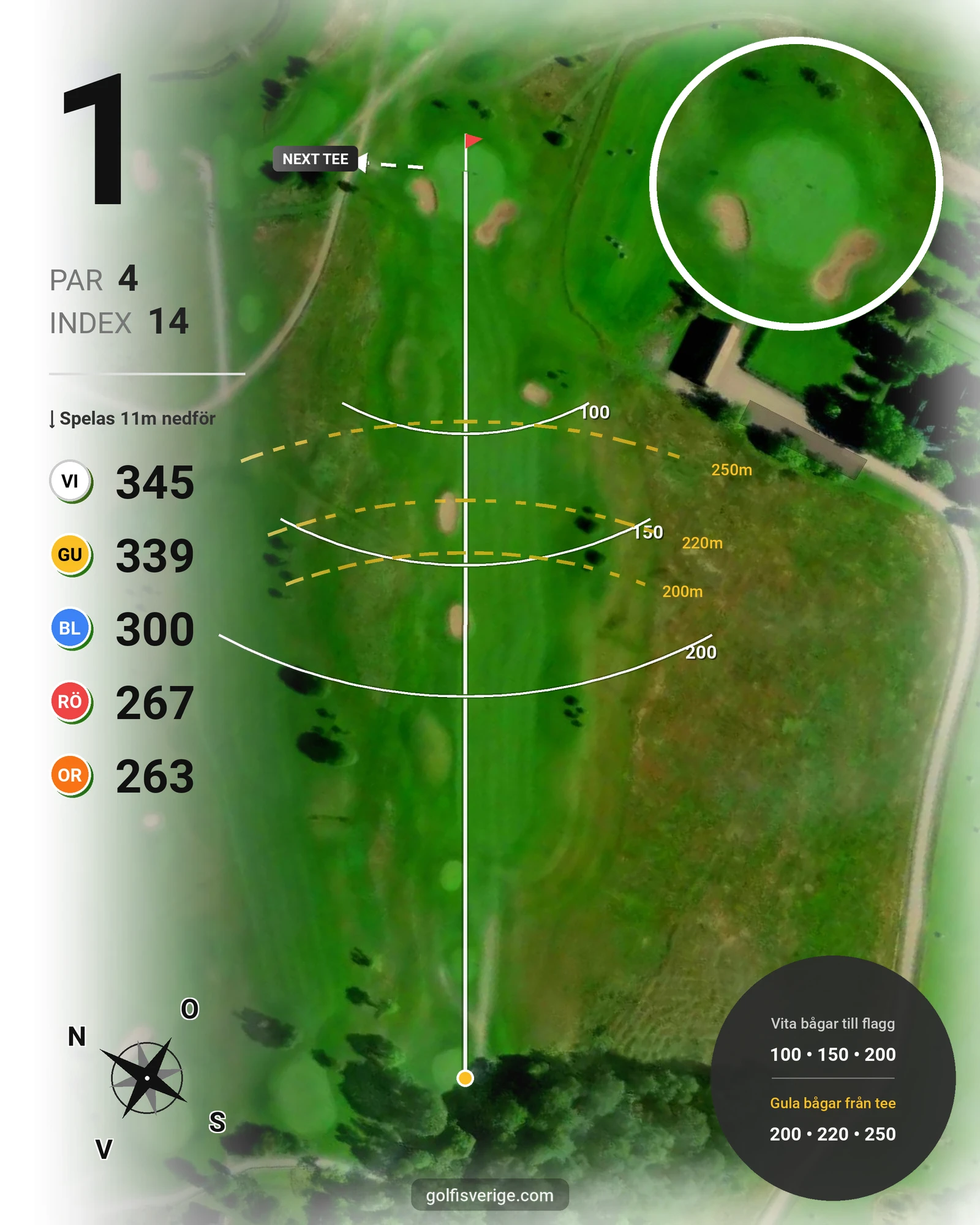 Banguide 18-hålsbanan, Skerike GK på Skerike Golfklubb - Hål 1 karta