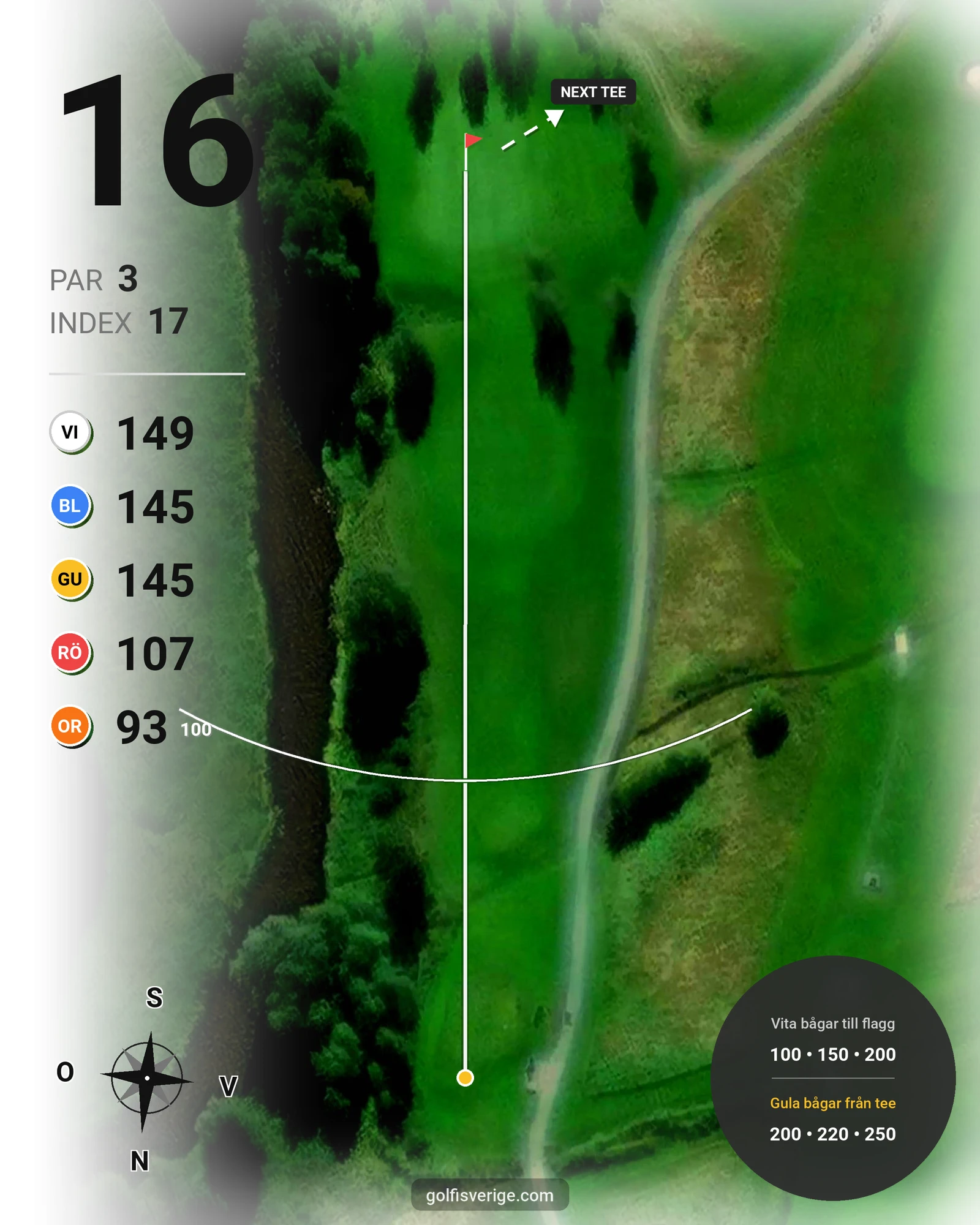 Banguide 18-hålsbanan, Skerike GK på Skerike Golfklubb - Hål 16 karta