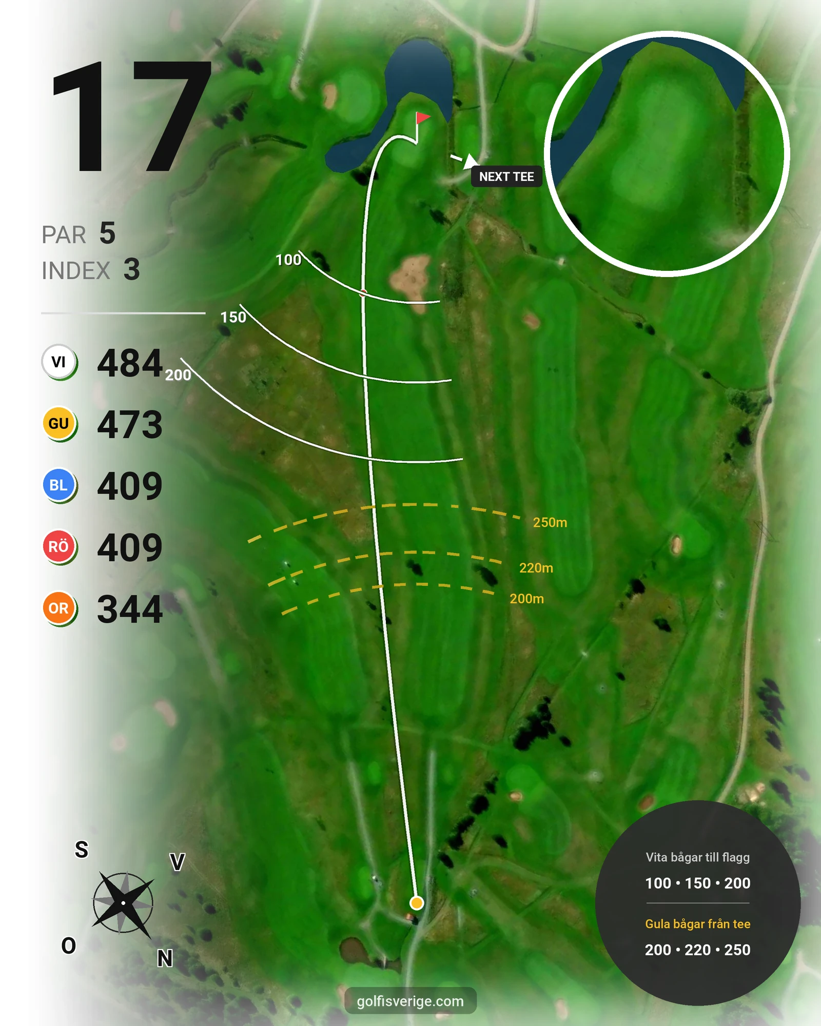 Banguide 18-hålsbanan, Skerike GK på Skerike Golfklubb - Hål 17 karta