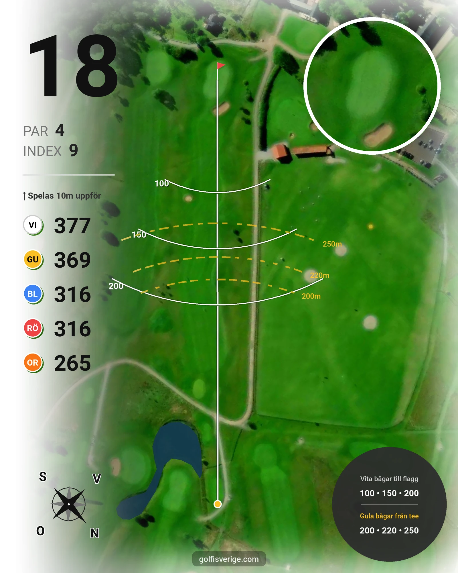 Banguide 18-hålsbanan, Skerike GK på Skerike Golfklubb - Hål 18 karta
