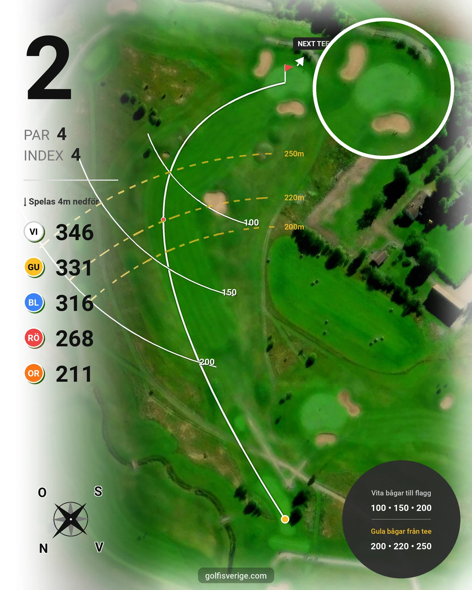 Banguide 18-hålsbanan, Skerike GK på Skerike Golfklubb - Hål 2 karta