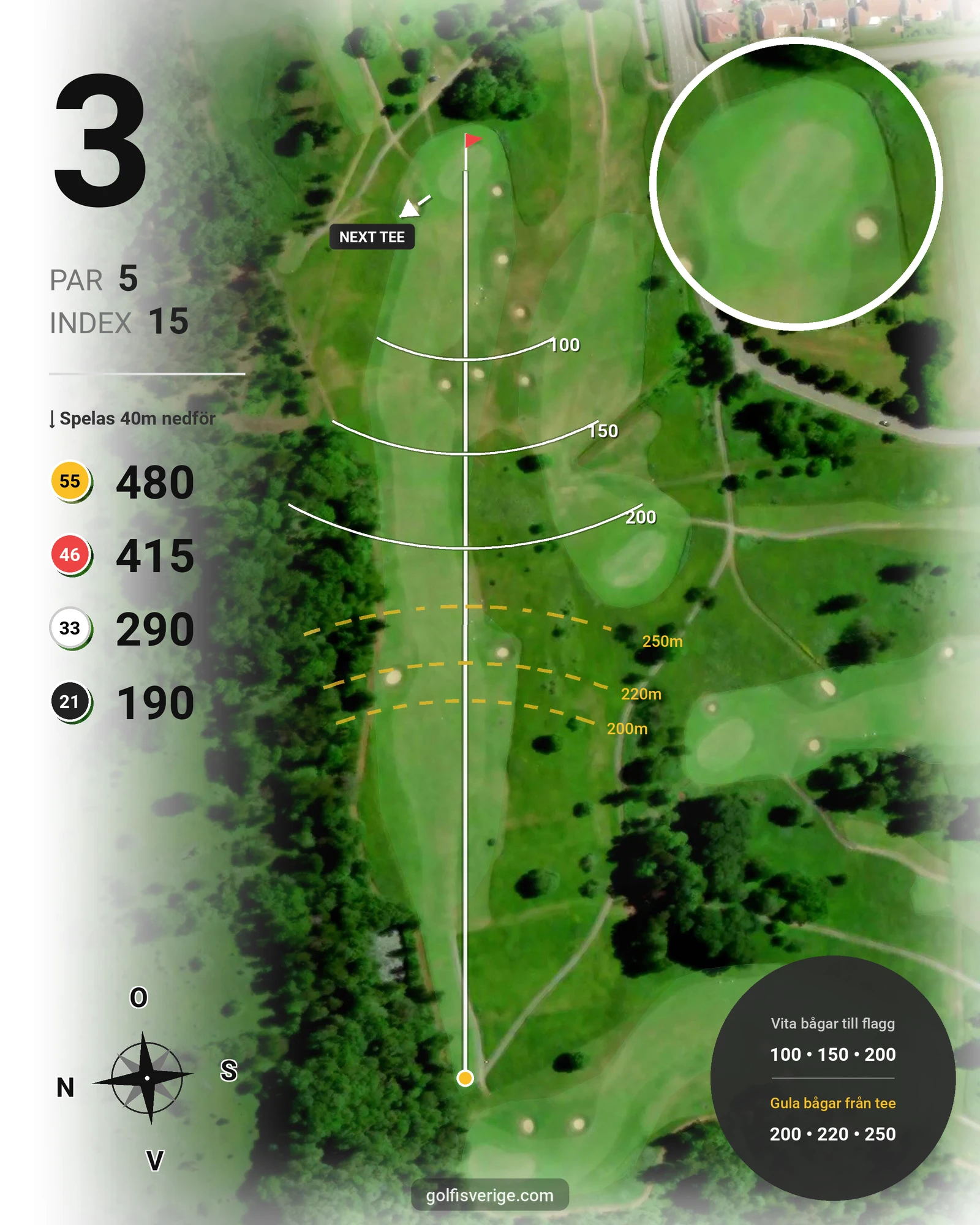 Banguide Norra banan 9 hål på Skövde Golfklubb - Hål 3 karta