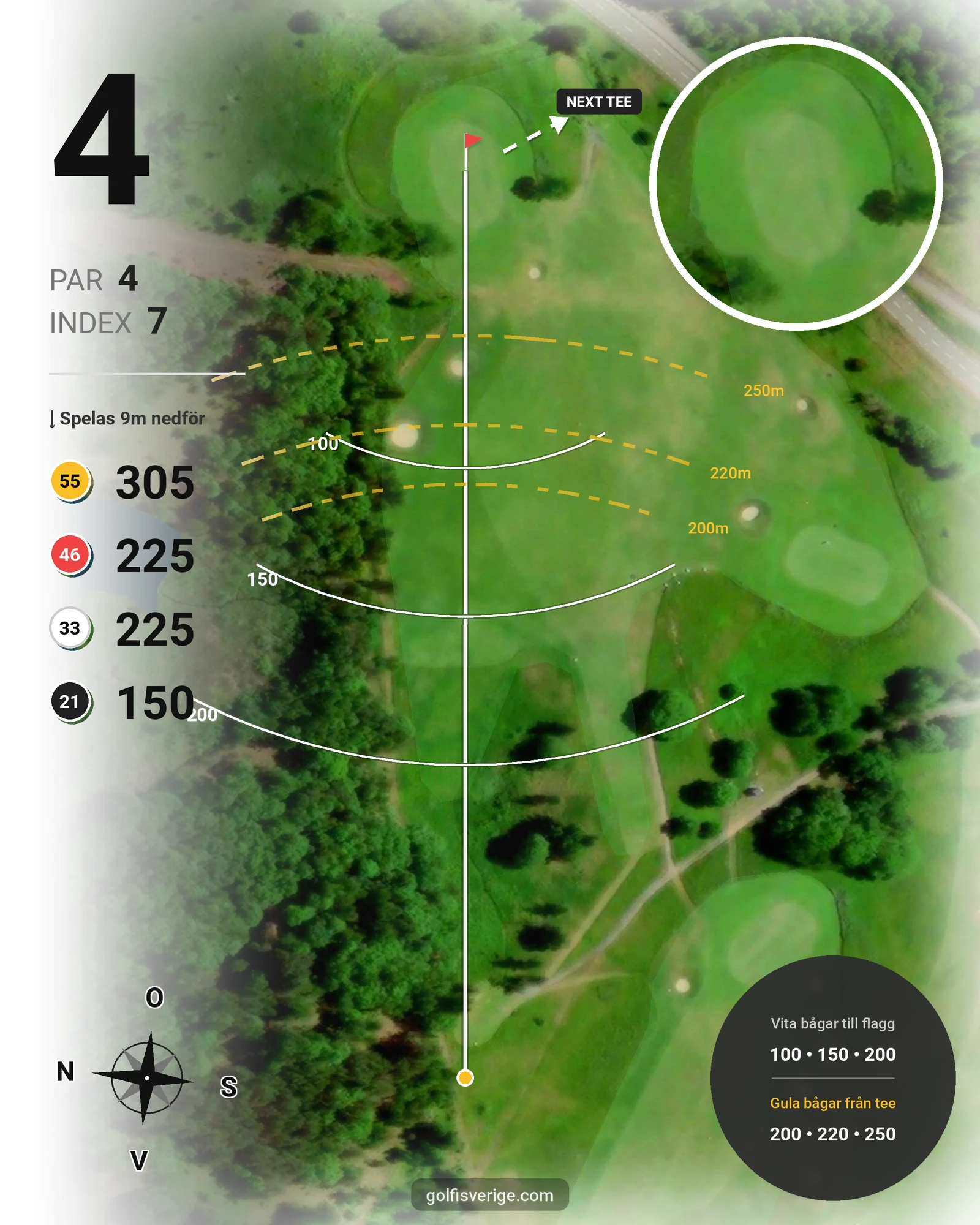 Banguide Norra banan 9 hål på Skövde Golfklubb - Hål 4 karta