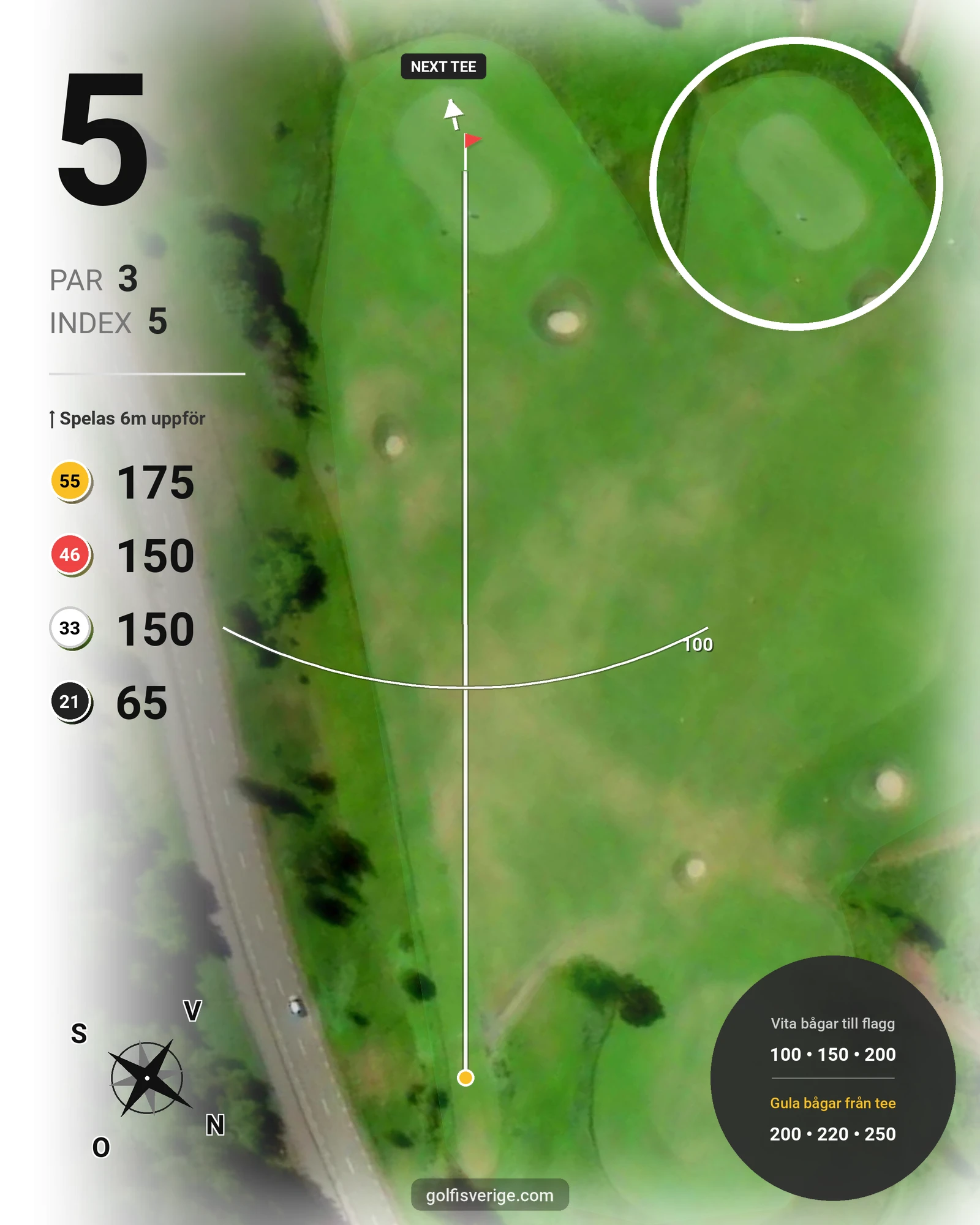 Banguide Norra banan 9 hål på Skövde Golfklubb - Hål 5 karta