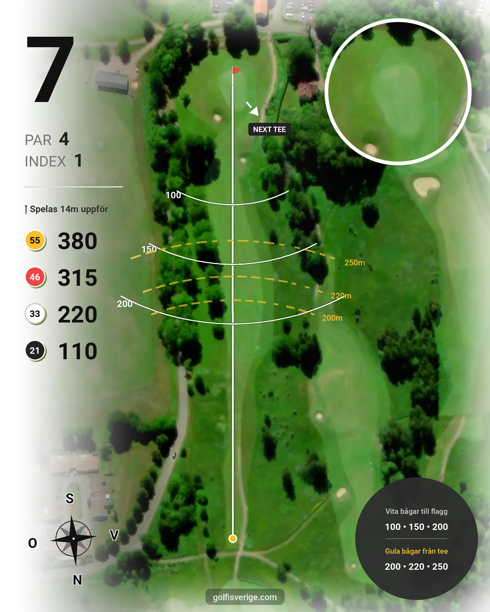 Banguide Norra banan 9 hål på Skövde Golfklubb - Hål 7 karta