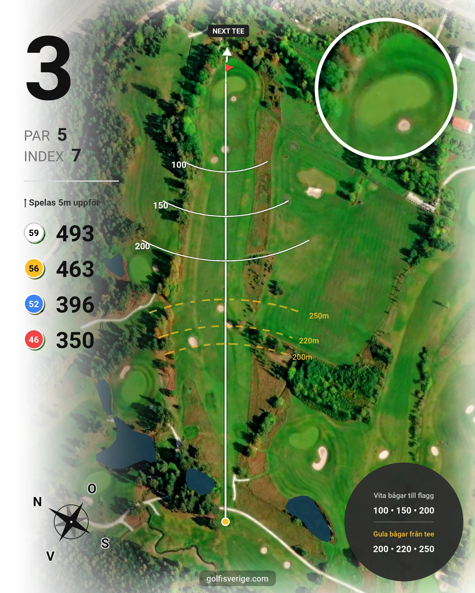 Banguide Slite GK 18-hålsbana hål 3 karta