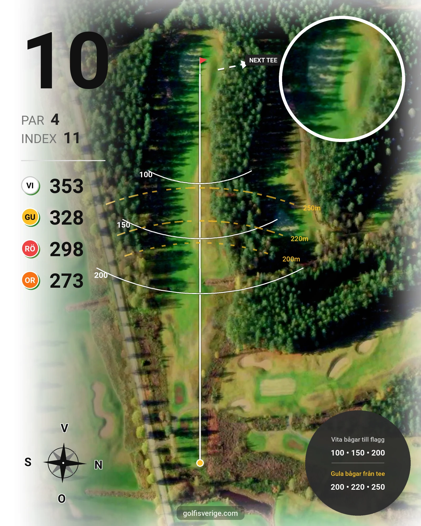 Banguide Snöå Golfbana på Snöå Golfklubb - Hål 10 karta