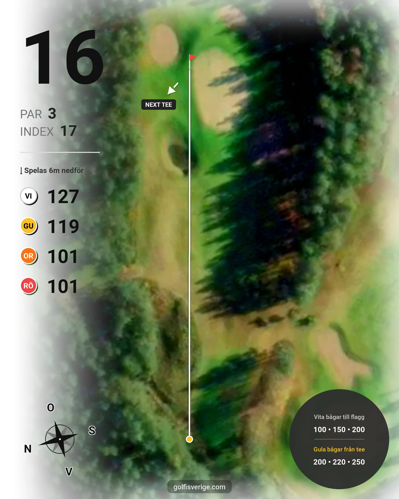 Banguide Snöå Golfbana på Snöå Golfklubb - Hål 16 karta