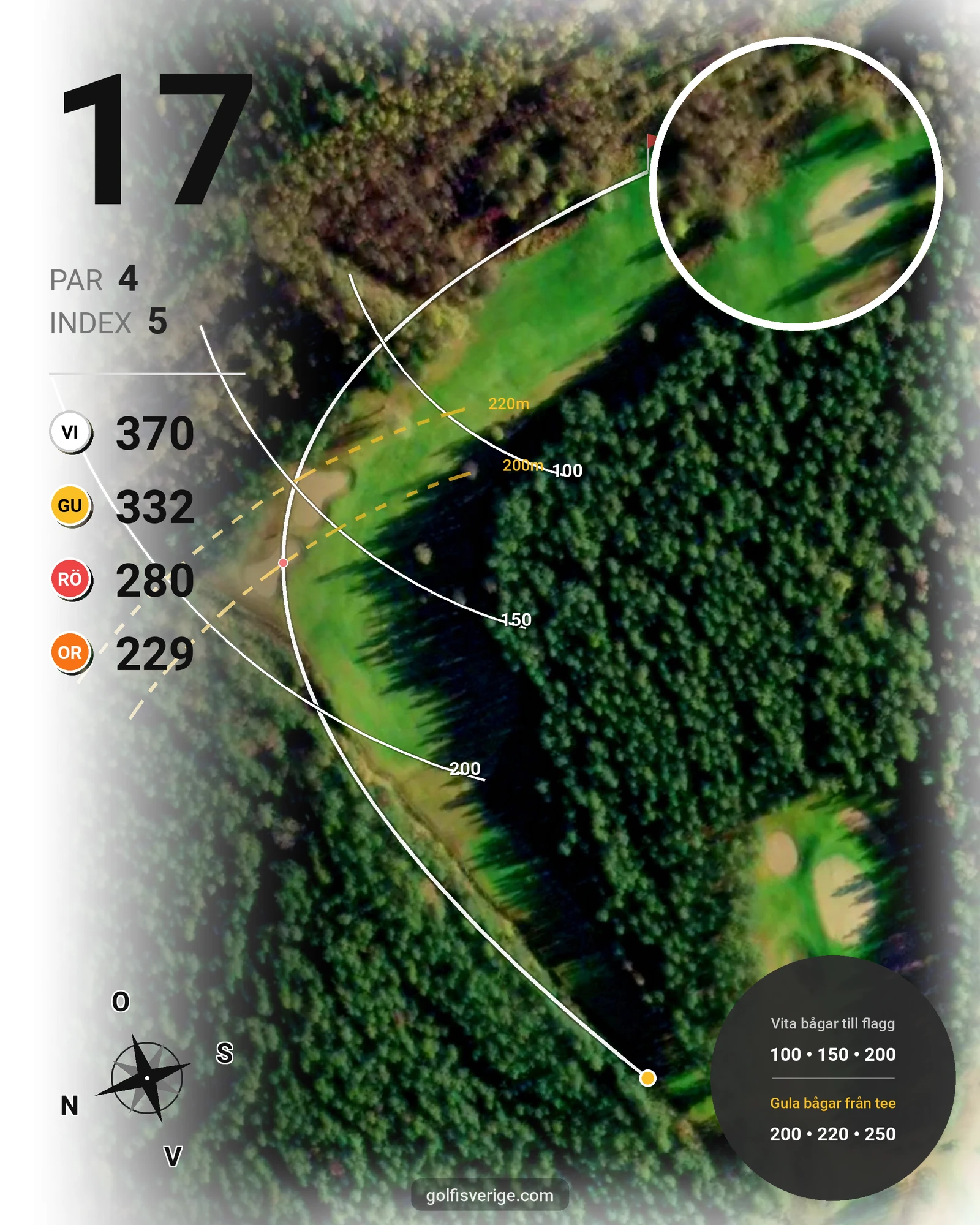 Banguide Snöå Golfbana på Snöå Golfklubb - Hål 17 karta