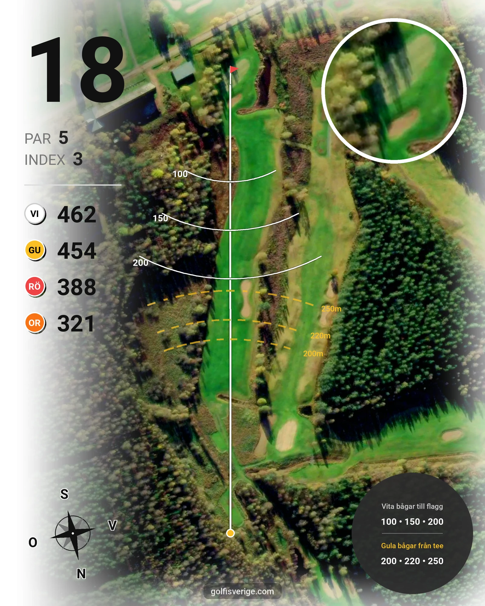 Banguide Snöå Golfbana på Snöå Golfklubb - Hål 18 karta