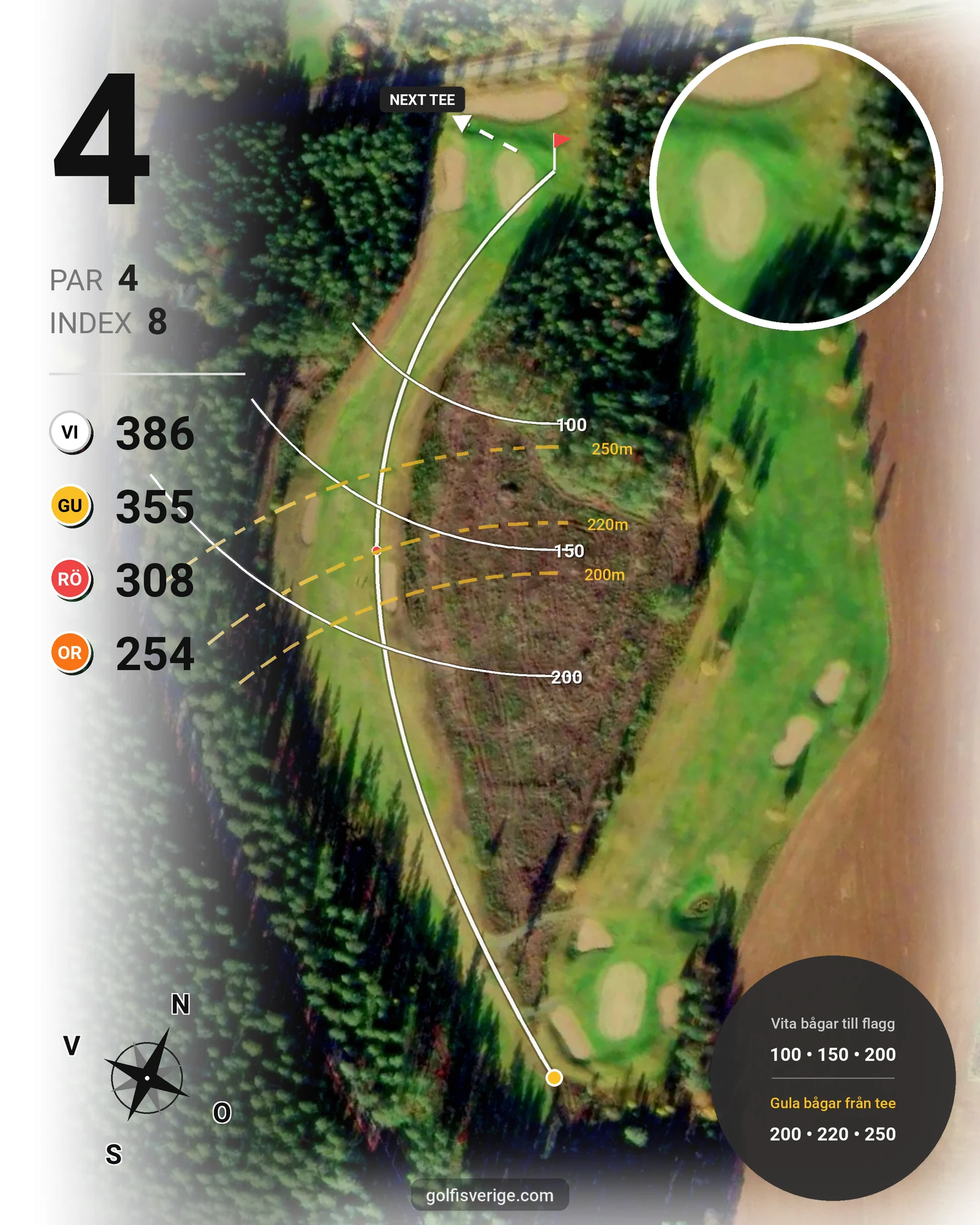 Banguide Snöå Golfbana på Snöå Golfklubb - Hål 4 karta